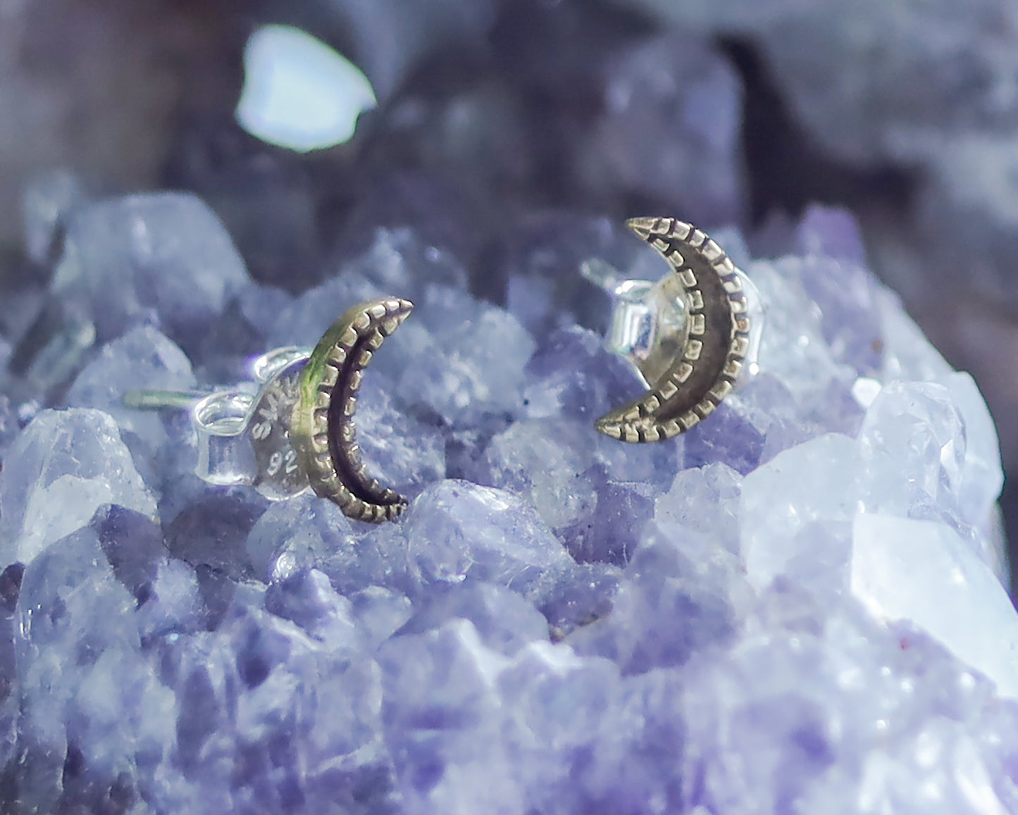 Crescent Moon Stud Earrings | Celestial Witchy Boho Whimsical Minimalist | Brass & Silver Gold Tiny Dainty Posts | Half Moon Lunar Phase