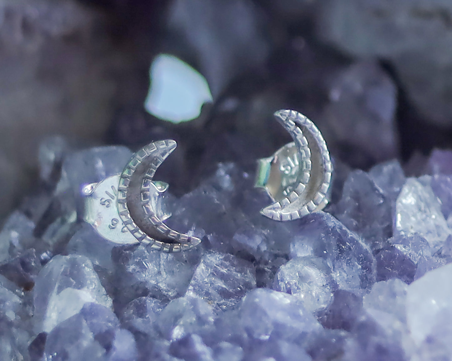 Crescent Moon Stud Earrings | Celestial Witchy Boho Whimsical Minimalist | Brass & Silver Gold Tiny Dainty Posts | Half Moon Lunar Phase