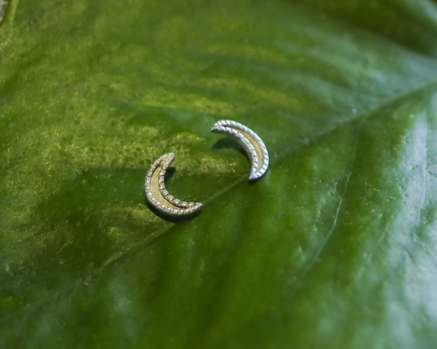Crescent Moon Stud Earrings | Celestial Witchy Boho Whimsical Minimalist | Brass & Silver Gold Tiny Dainty Posts | Half Moon Lunar Phase