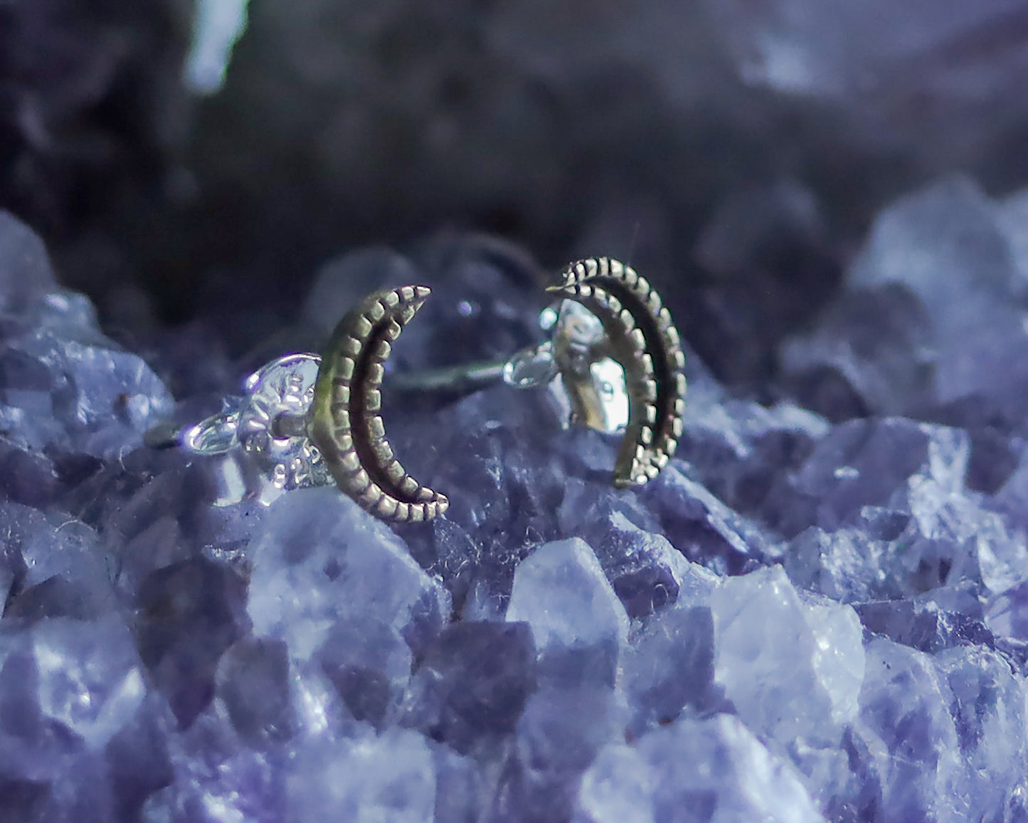 Crescent Moon Stud Earrings | Celestial Witchy Boho Whimsical Minimalist | Brass & Silver Gold Tiny Dainty Posts | Half Moon Lunar Phase