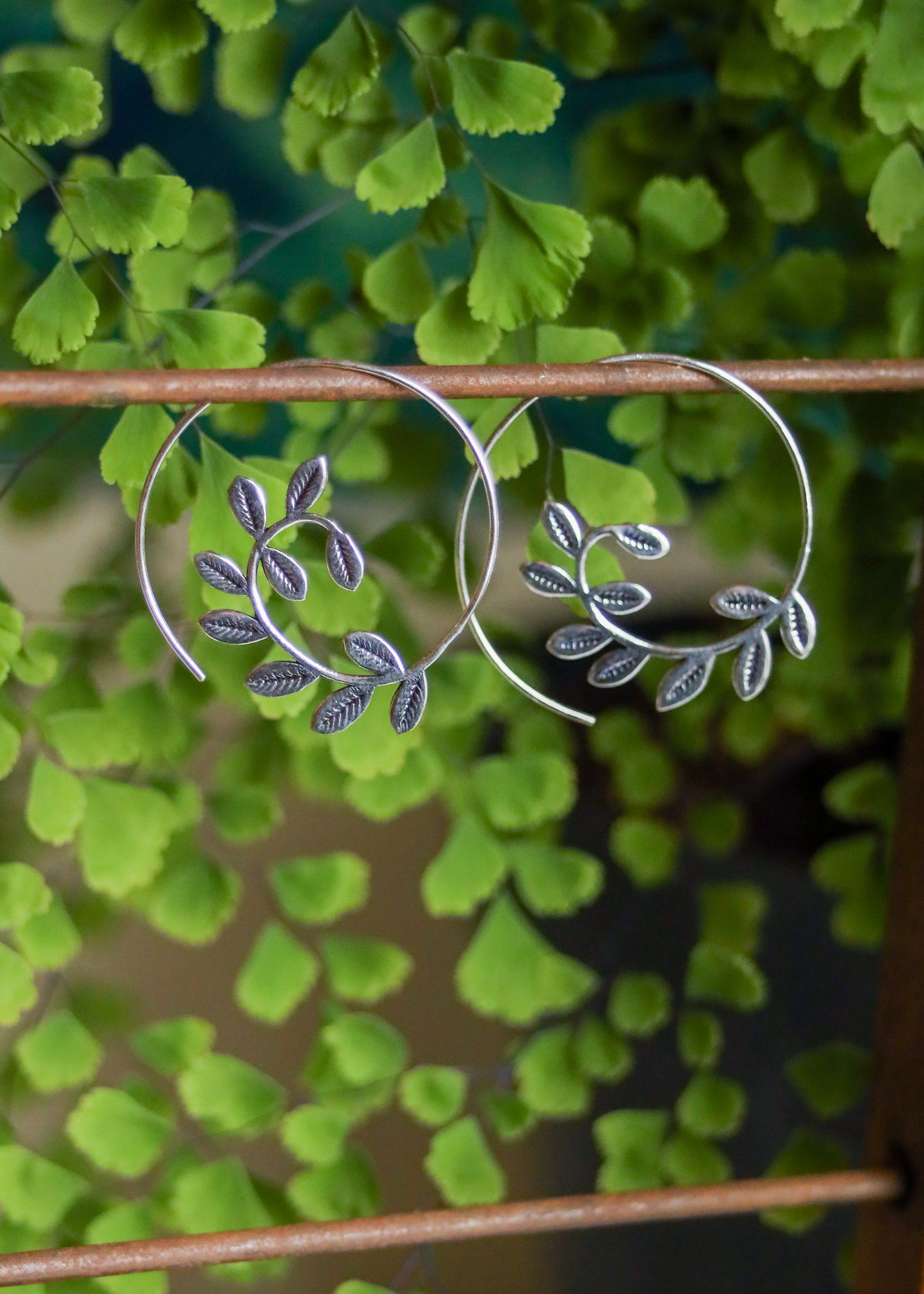 Silver Plated Fern Spiral Earrings