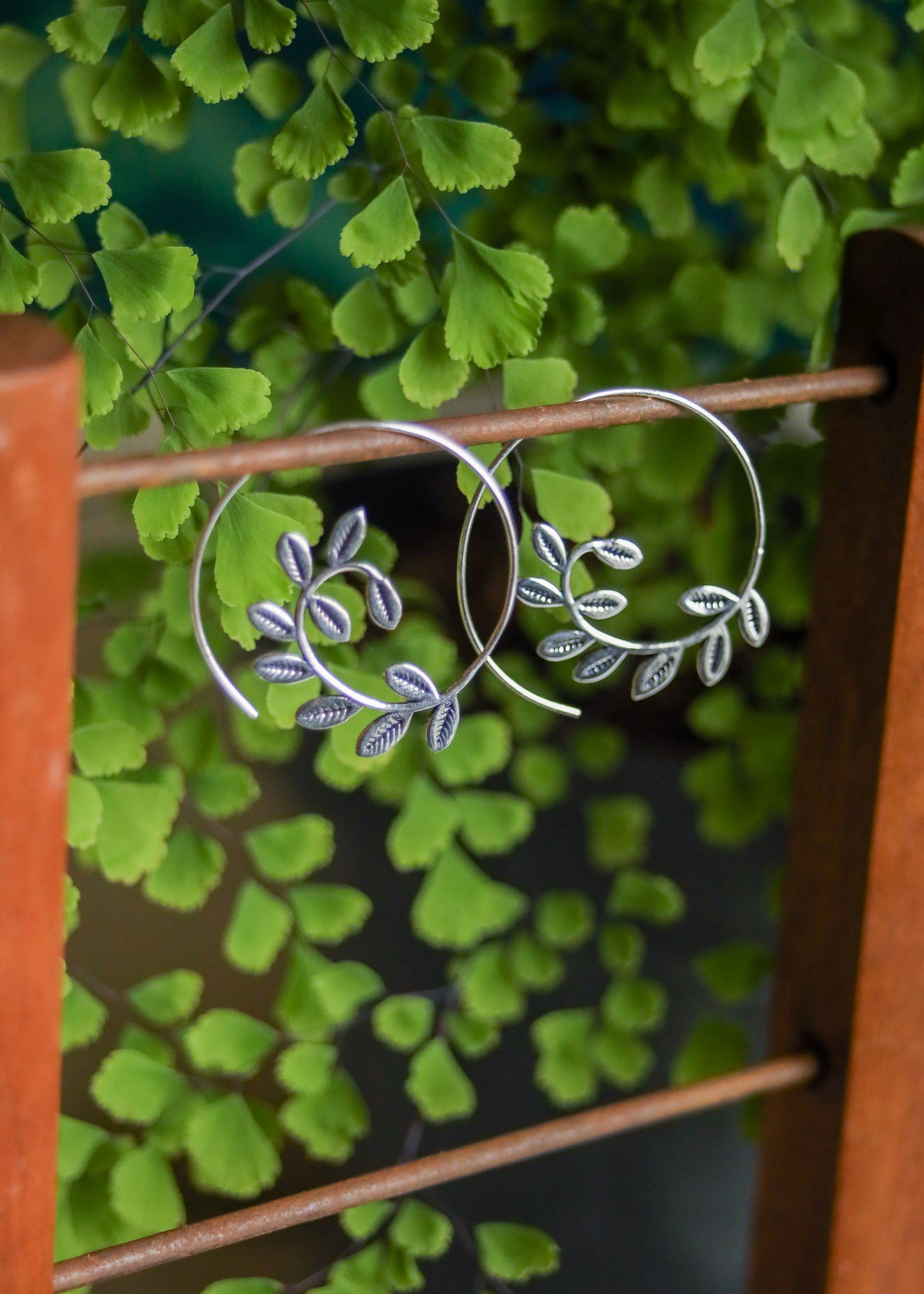 Silver Plated Fern Spiral Earrings