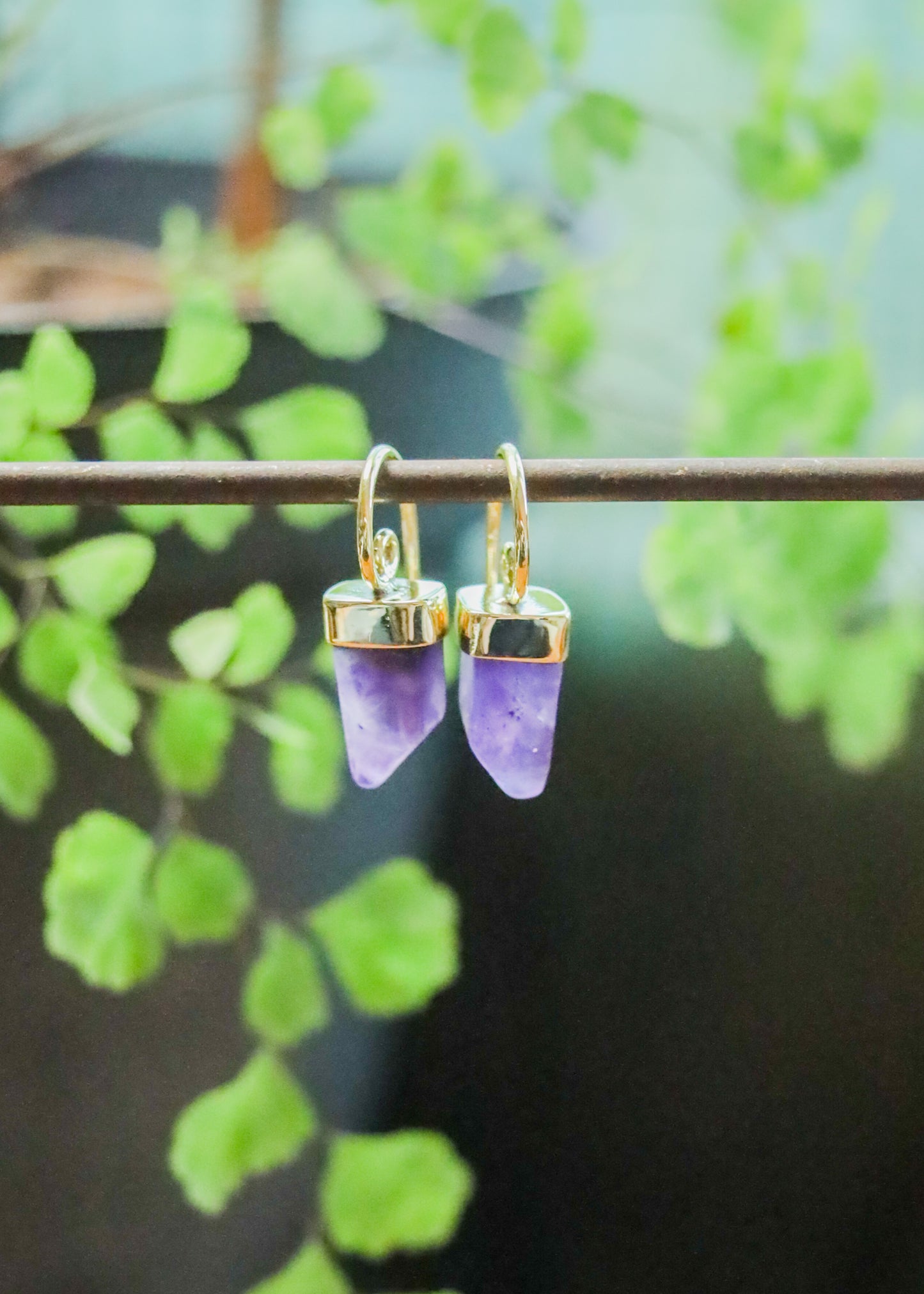 Gemstone Lantern Earrings | Brass Stone Druzy Crystal Spiral Drops | Fairycore Elven Fantasy Jewelry | Minimalist Geometric Boho Goddess