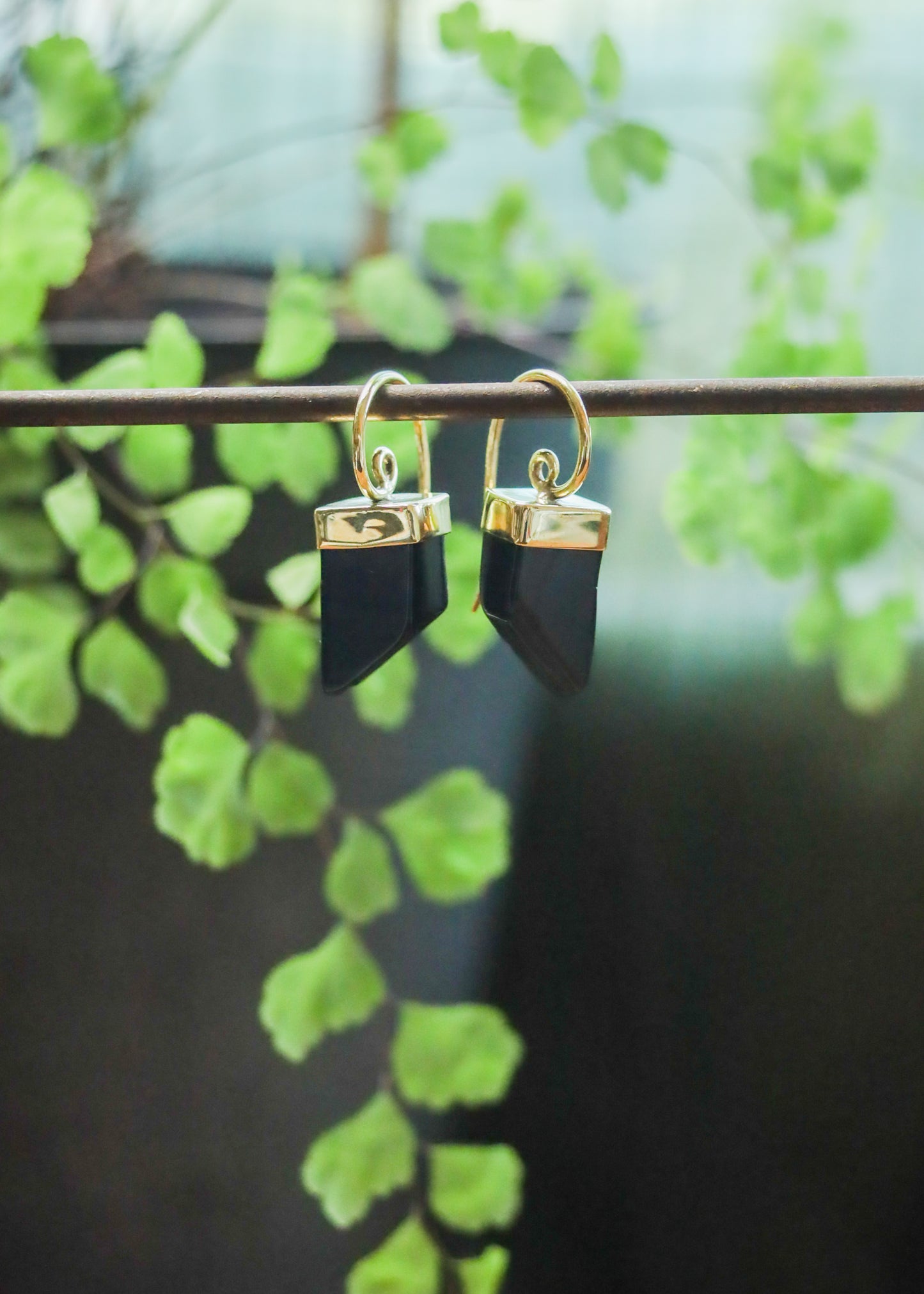 Gemstone Lantern Earrings | Brass Stone Druzy Crystal Spiral Drops | Fairycore Elven Fantasy Jewelry | Minimalist Geometric Boho Goddess