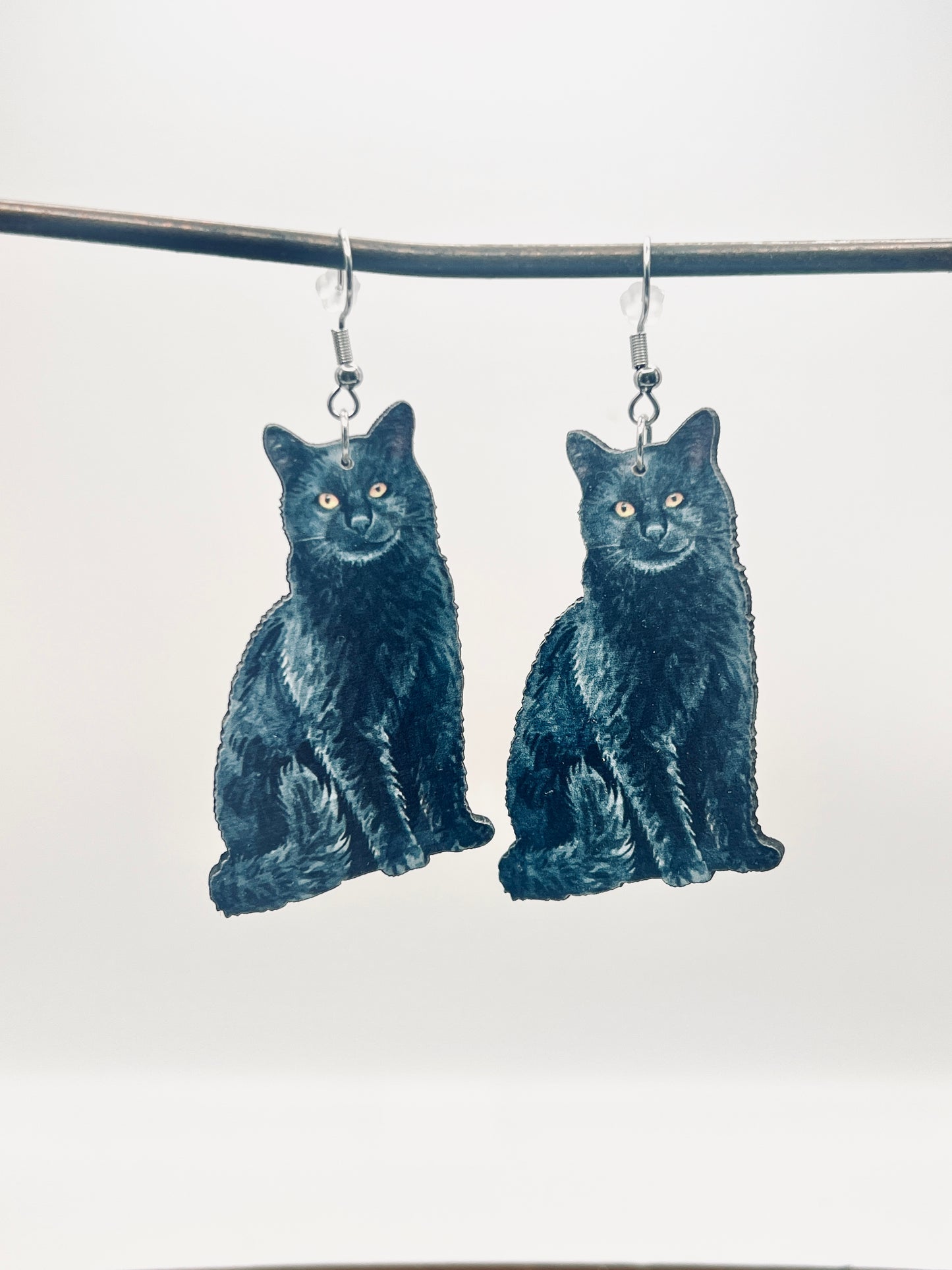 Cat Charm Earrings | Laser Cut Wood Kitty Dangles | Pet Animal Lover Gifts | Persian Maine Coon Russian Blue British Shorthair Black Cat