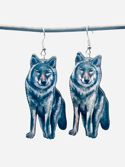 Grey Wolf Earrings