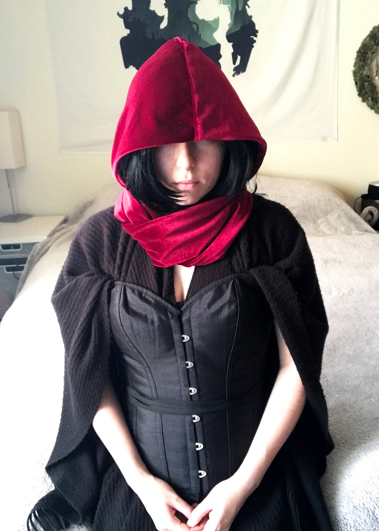 Velvet Cowl Hood | Witchy Infinity Scarf | Goth Alternative Hooded Shrug | Faerie Pixie Goblincore Festival | Elven Halloween Neck Wrap