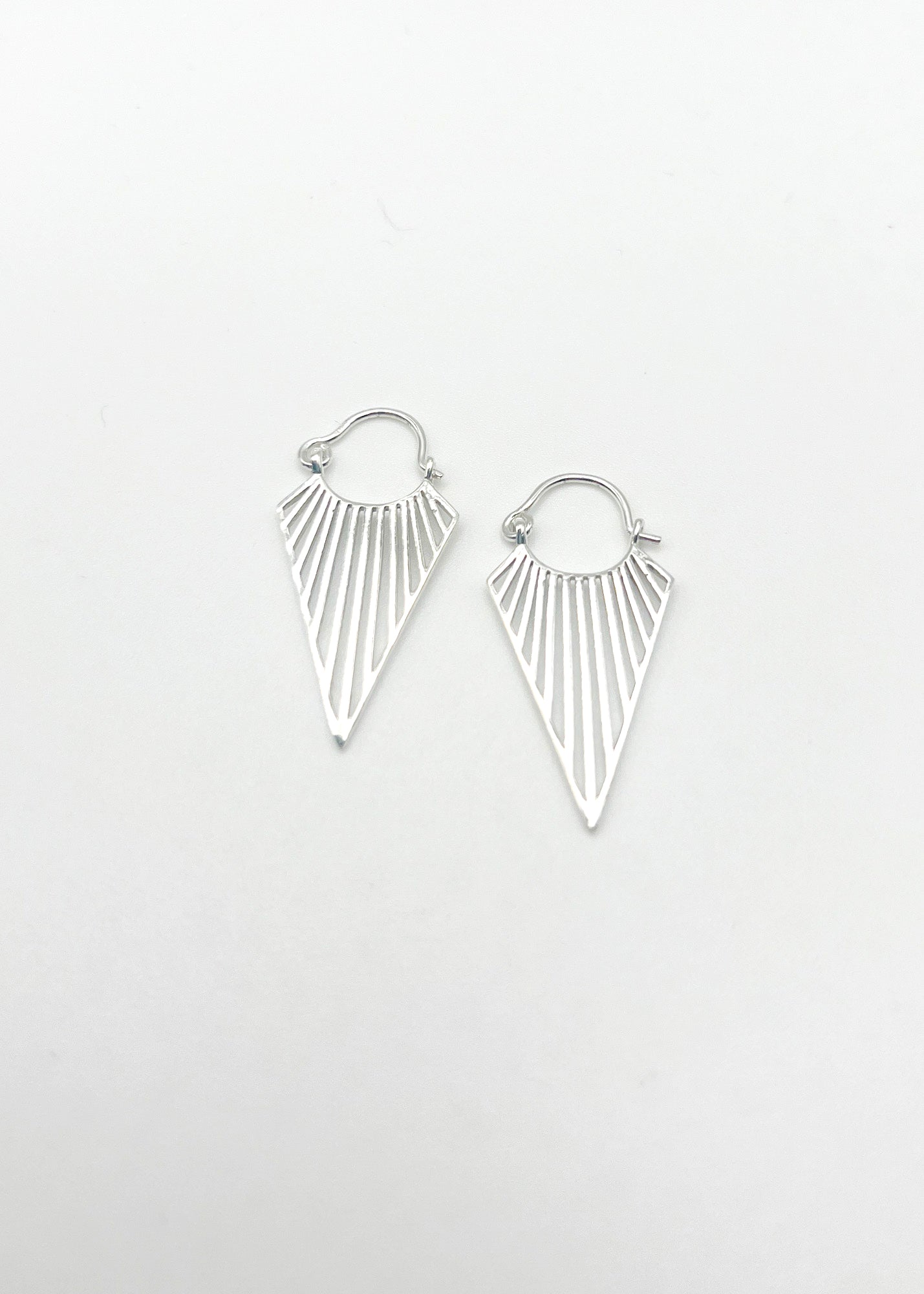 Silver Triangle Cut Out Point Hoops