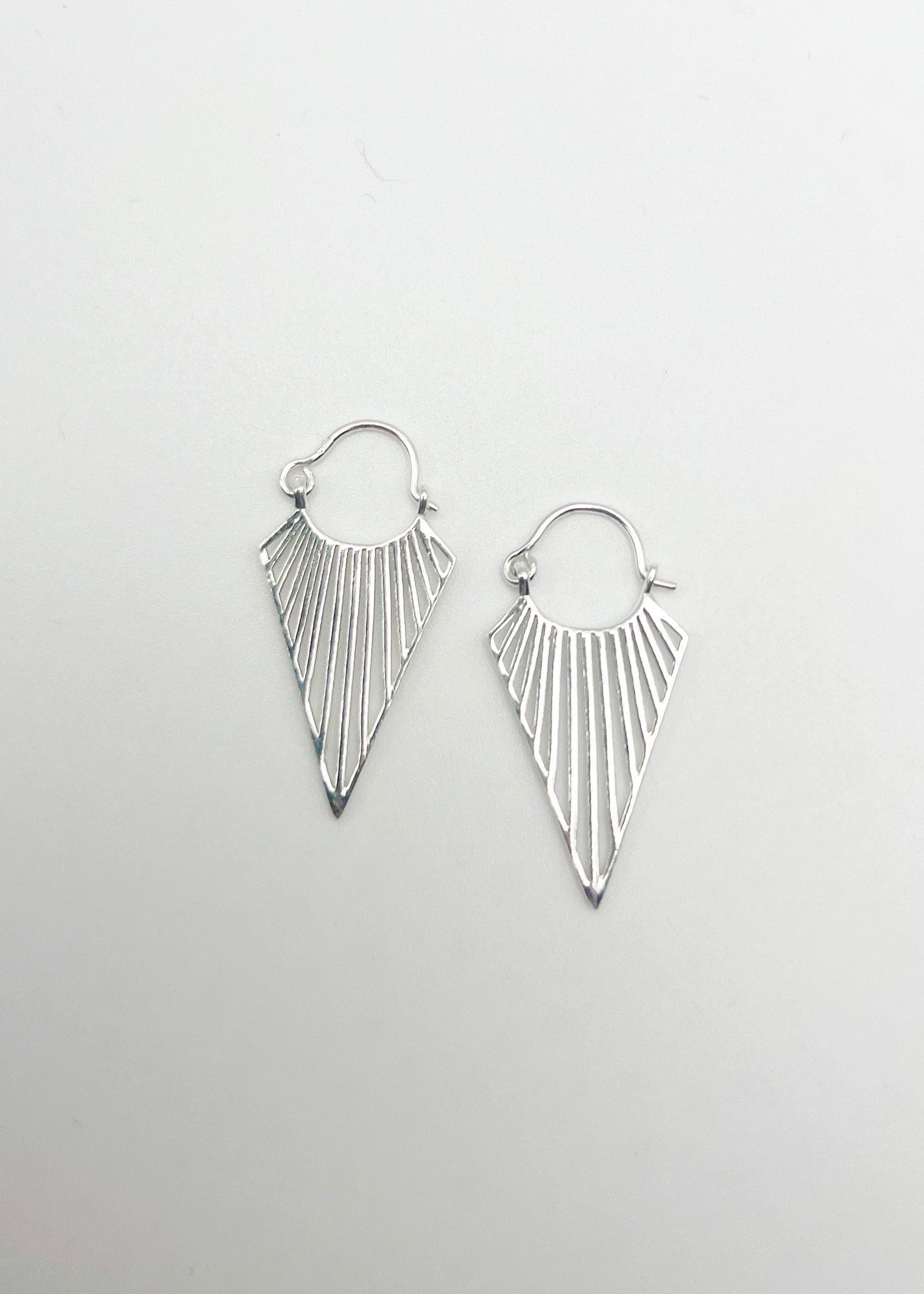Silver Triangle Cut Out Point Hoops