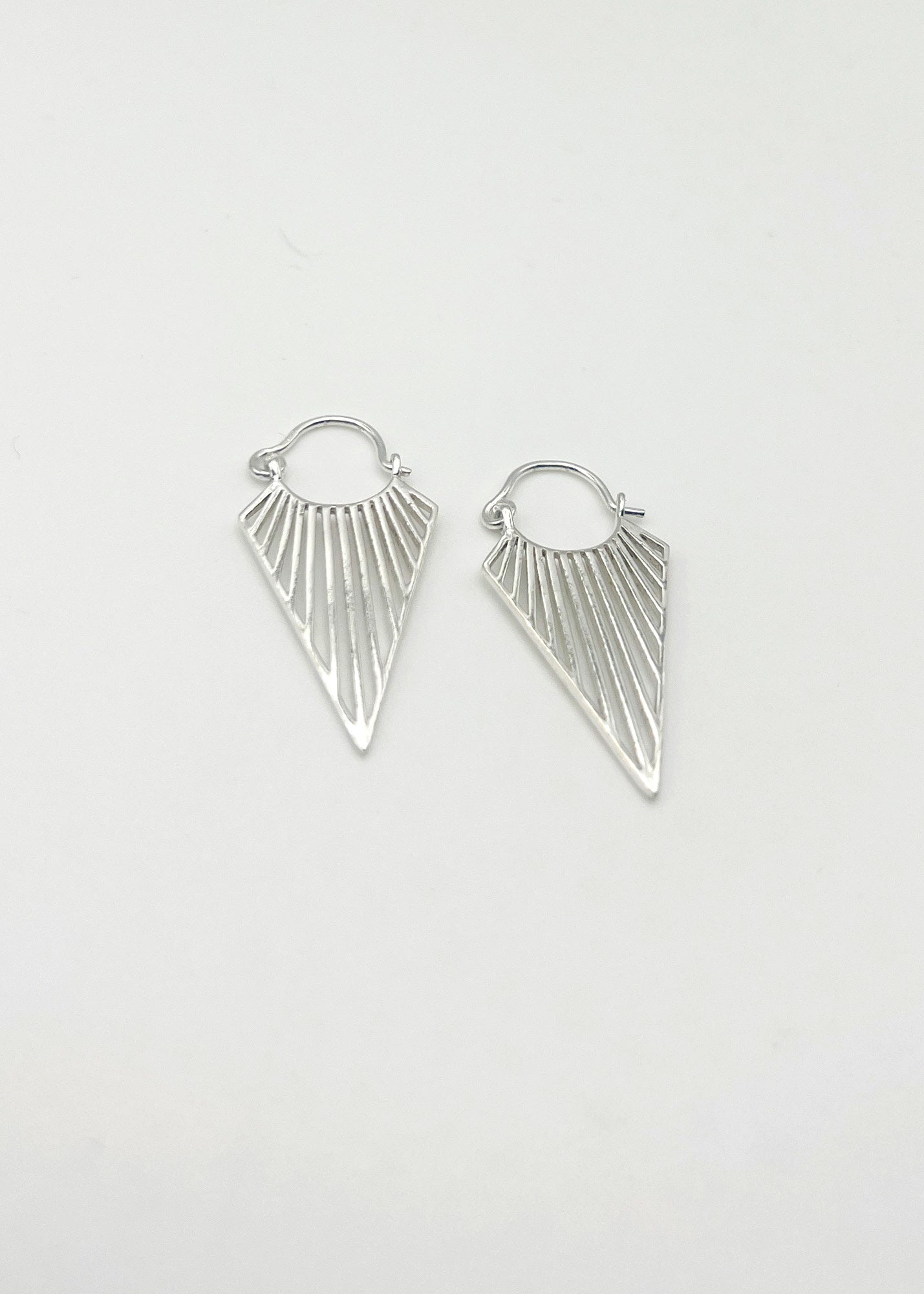 Silver Triangle Cut Out Point Hoops