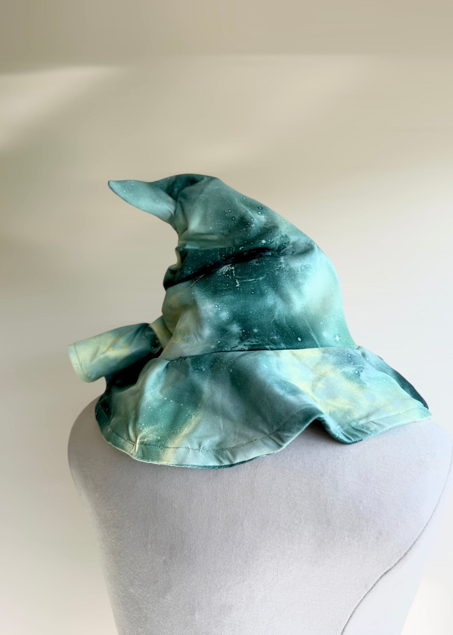 Slouchy Witch Hat | Astrology Halloween Wizard Costume | Fairy Pixie Cottagecore Woodland Elven Cosplay | Green Astrology Nebula Galaxy