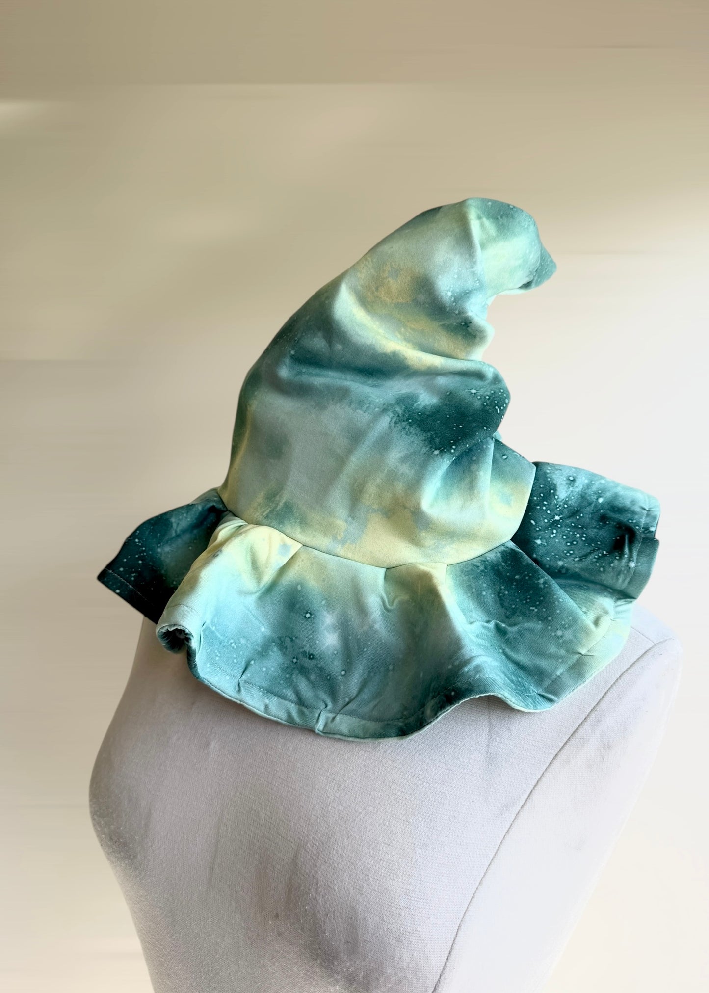 Slouchy Witch Hat | Astrology Halloween Wizard Costume | Fairy Pixie Cottagecore Woodland Elven Cosplay | Green Astrology Nebula Galaxy