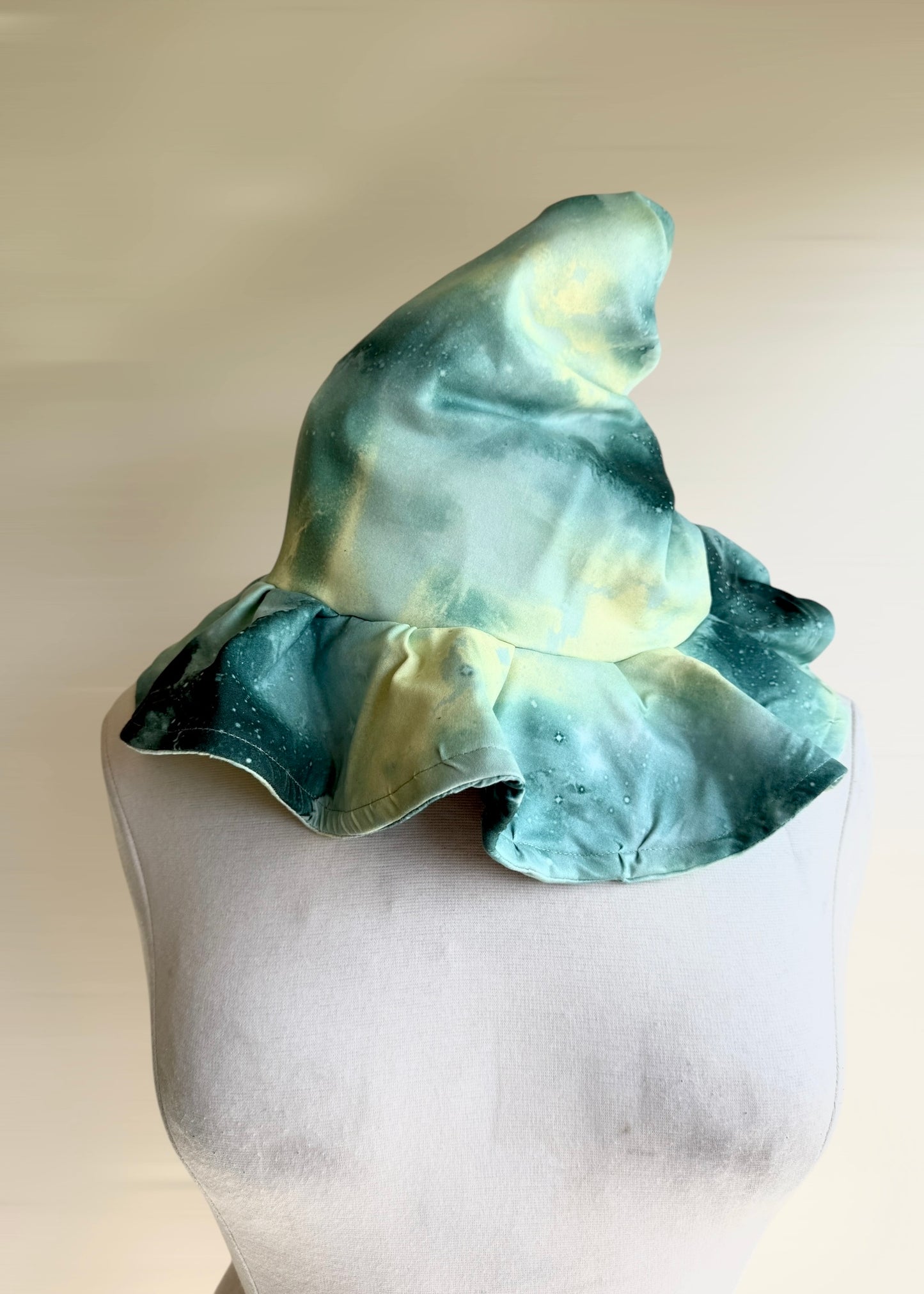 Slouchy Witch Hat | Astrology Halloween Wizard Costume | Fairy Pixie Cottagecore Woodland Elven Cosplay | Green Astrology Nebula Galaxy
