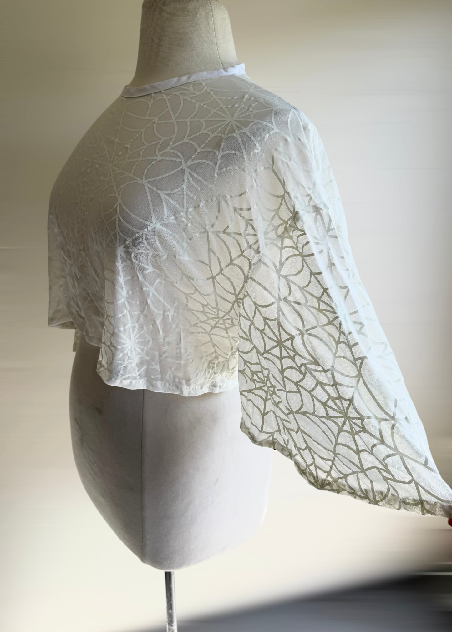Glow in the Dark Crop Top | Spiderweb Long Sleeve Pullover | Sheer Cropped Blouse | Fairycore Cottagecore Kawaii Festivalwear | Halloween Spooky Lightweight Tee