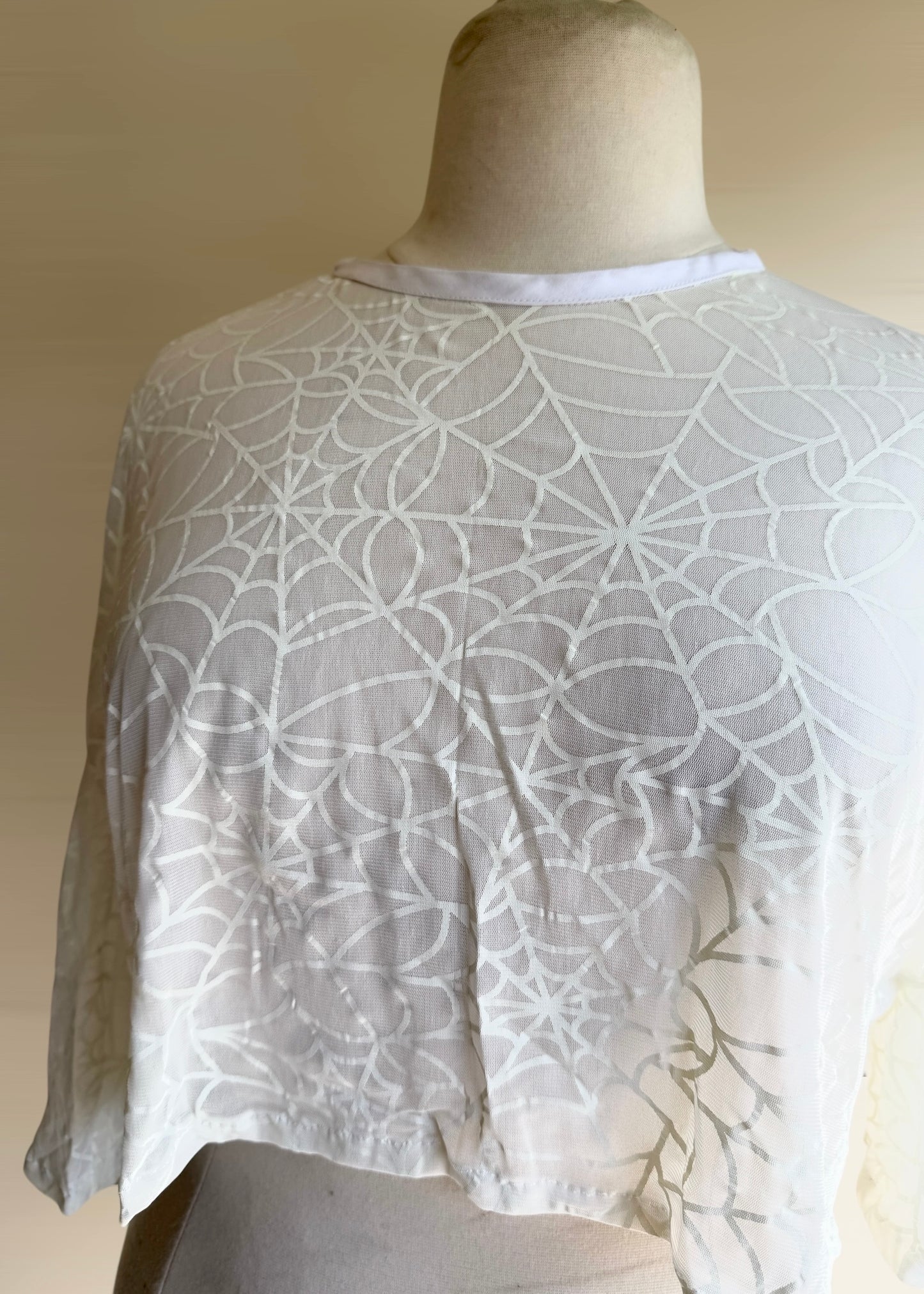 Glow in the Dark Crop Top | Spiderweb Long Sleeve Pullover | Sheer Cropped Blouse | Fairycore Cottagecore Kawaii Festivalwear | Halloween Spooky Lightweight Tee
