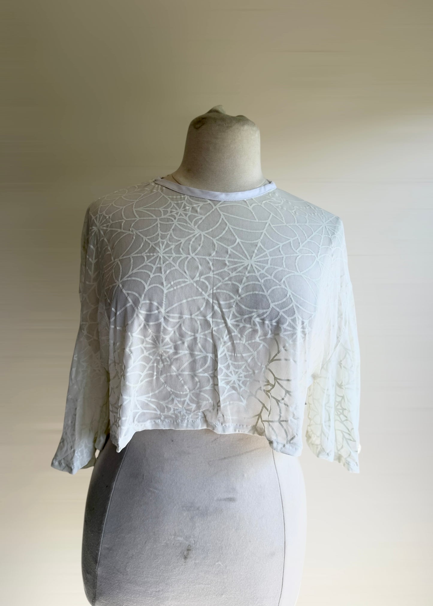 Glow in the Dark Crop Top | Spiderweb Long Sleeve Pullover | Sheer Cropped Blouse | Fairycore Cottagecore Kawaii Festivalwear | Halloween Spooky Lightweight Tee