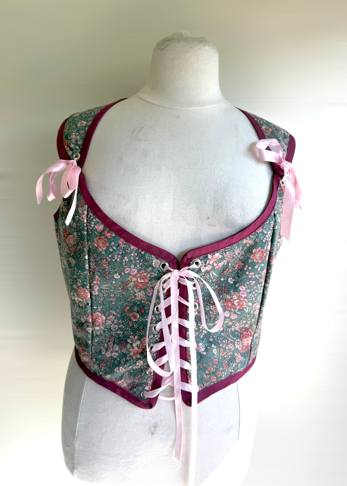 Floral Corset Vest | Cottagecore Bodice | Fairycore Fantasy Overbust Top | Renaissance Costume Cosplay | Victorian Dark Academia Bustier