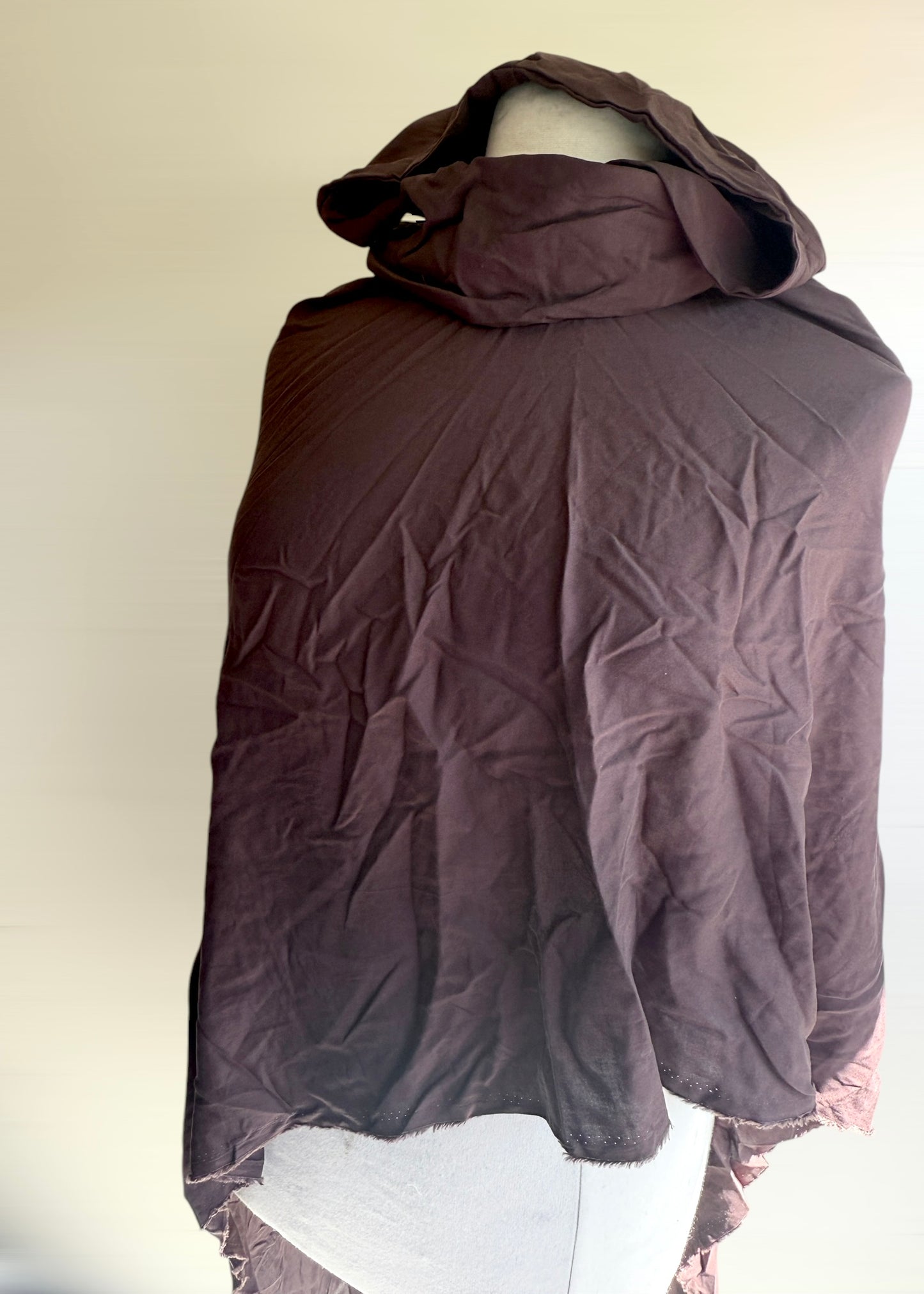 Dark Brown Shoulder Cape | Dark Academia Streetwear Futuristic Cloak | Hooded Cowl Apocalyptic Capelet | Asymmetrical Cyberpunk Sleeveless Top