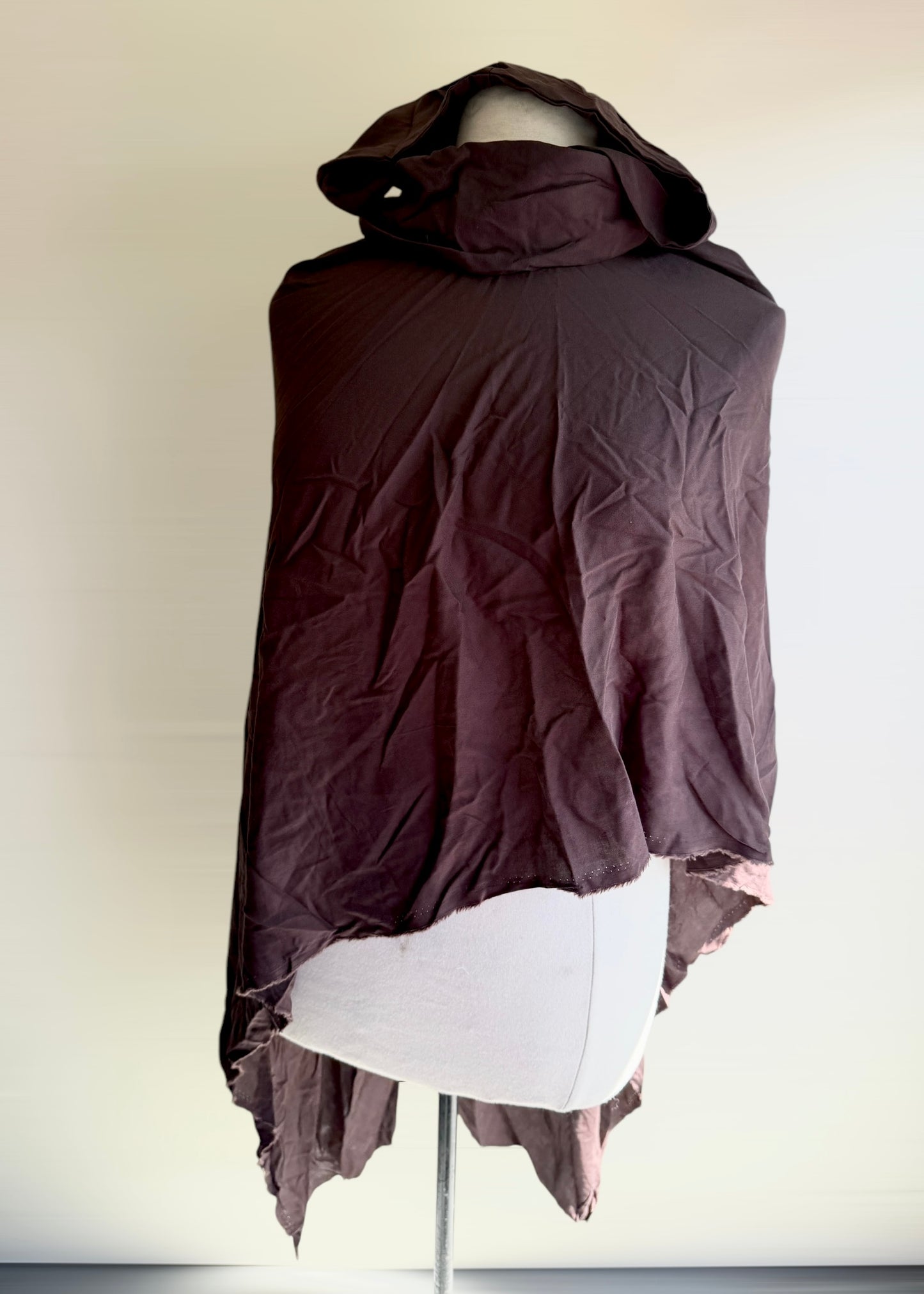 Dark Brown Shoulder Cape | Dark Academia Streetwear Futuristic Cloak | Hooded Cowl Apocalyptic Capelet | Asymmetrical Cyberpunk Sleeveless Top