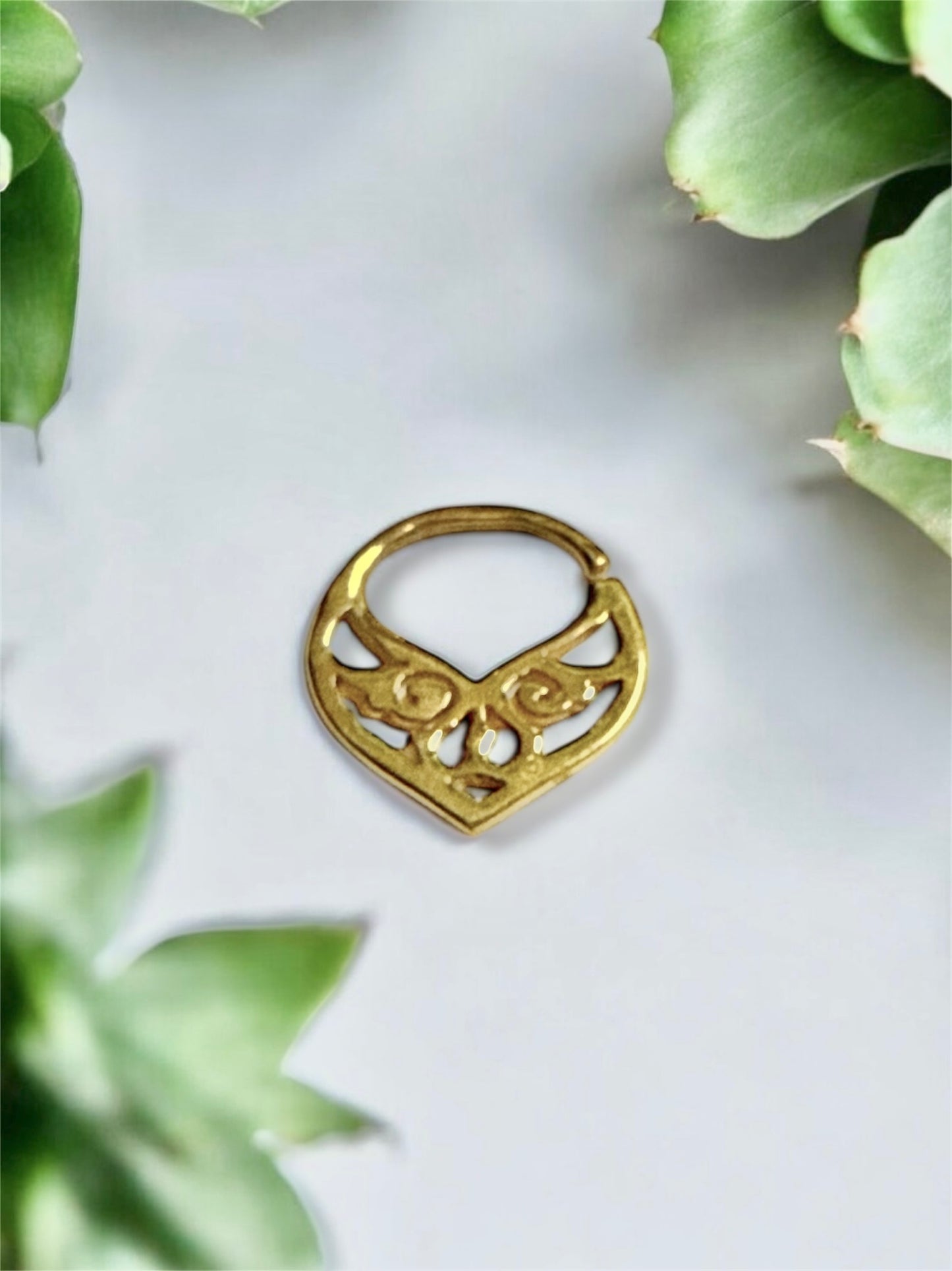 Gold Plated Pierced Septum | Celtic Knot Septum Ring | Boho Whimsical Fantasy Elven Nose Jewelry