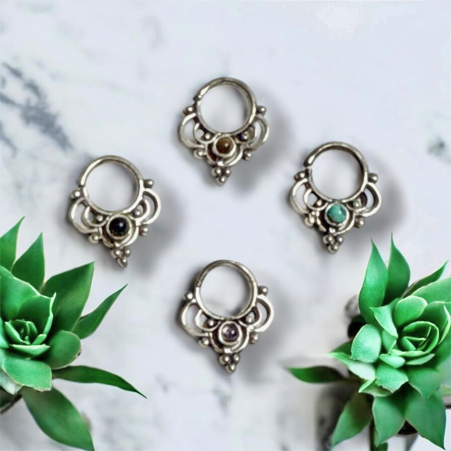 Silver Septum Ring | 18g Pierced Septum | Boho Fairycore Elven Witchy Septum Piercing | Sterling Silver Nose Ring | Tribal Septum Ring