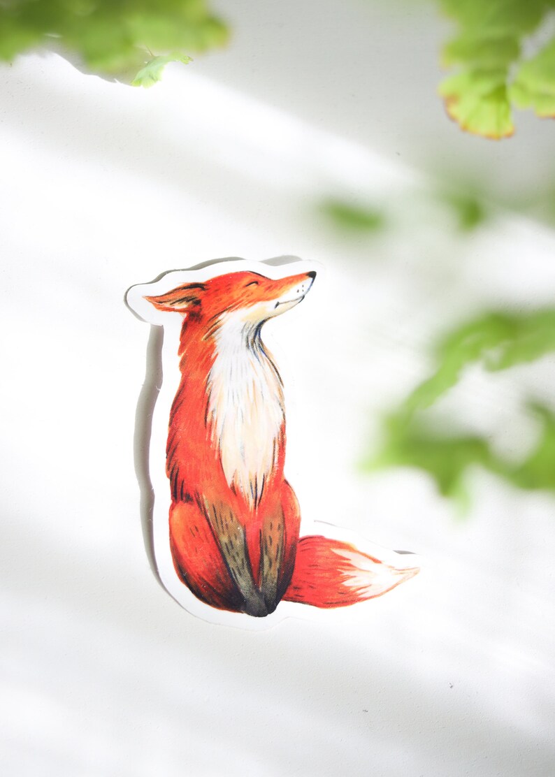 Red Fox Stickers | Woodland Goblincore Fairycore | Waterproof Vinyl Glossy Die Cut | Wildlife Laptop Journal Decal Decor | Whimsical Art