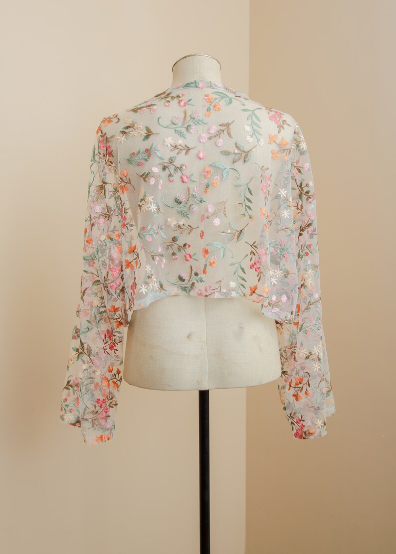 Floral Mesh Top | Embroidered Long Sleeve Pullover | Sheer Cropped Blouse | Fairycore Cottagecore Kawaii Festivalwear | Sexy Spring Summer