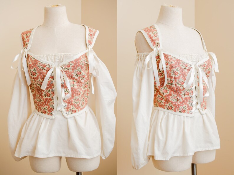 Floral Corset Vest | Cottagecore Fairy Bodice | Fairycore Fantasy Overbust Top | Renaissance Costume Cosplay | Victorian Tapestry Bustier