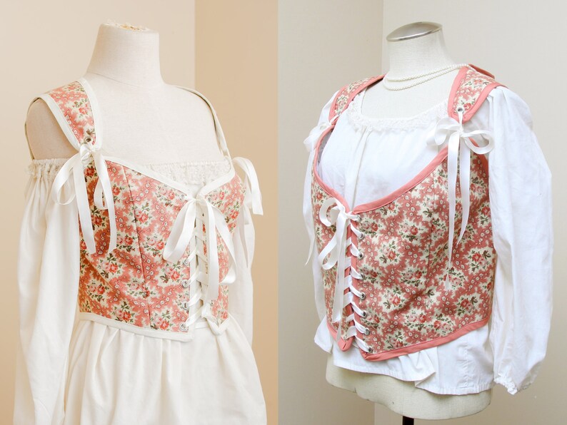 Floral Corset Vest | Cottagecore Fairy Bodice | Fairycore Fantasy Overbust Top | Renaissance Costume Cosplay | Victorian Tapestry Bustier