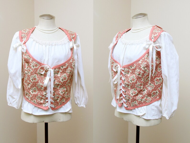 Floral Corset Vest | Cottagecore Fairy Bodice | Fairycore Fantasy Overbust Top | Renaissance Costume Cosplay | Victorian Tapestry Bustier