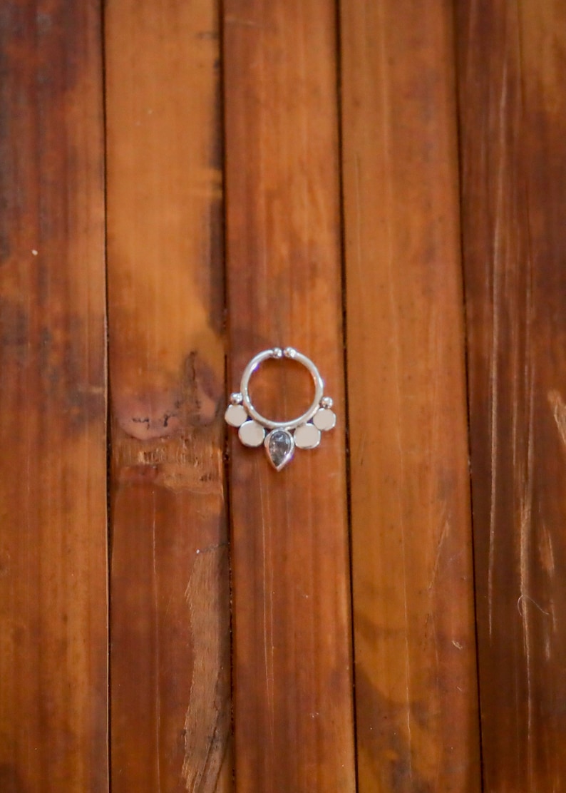 Silver Fake Septum Ring | Elven Fairycore Faux Nose Jewelry | Clip On Tribal Septum Ring | Festival Witchy Gothic Boho Fake Nostril Piercing