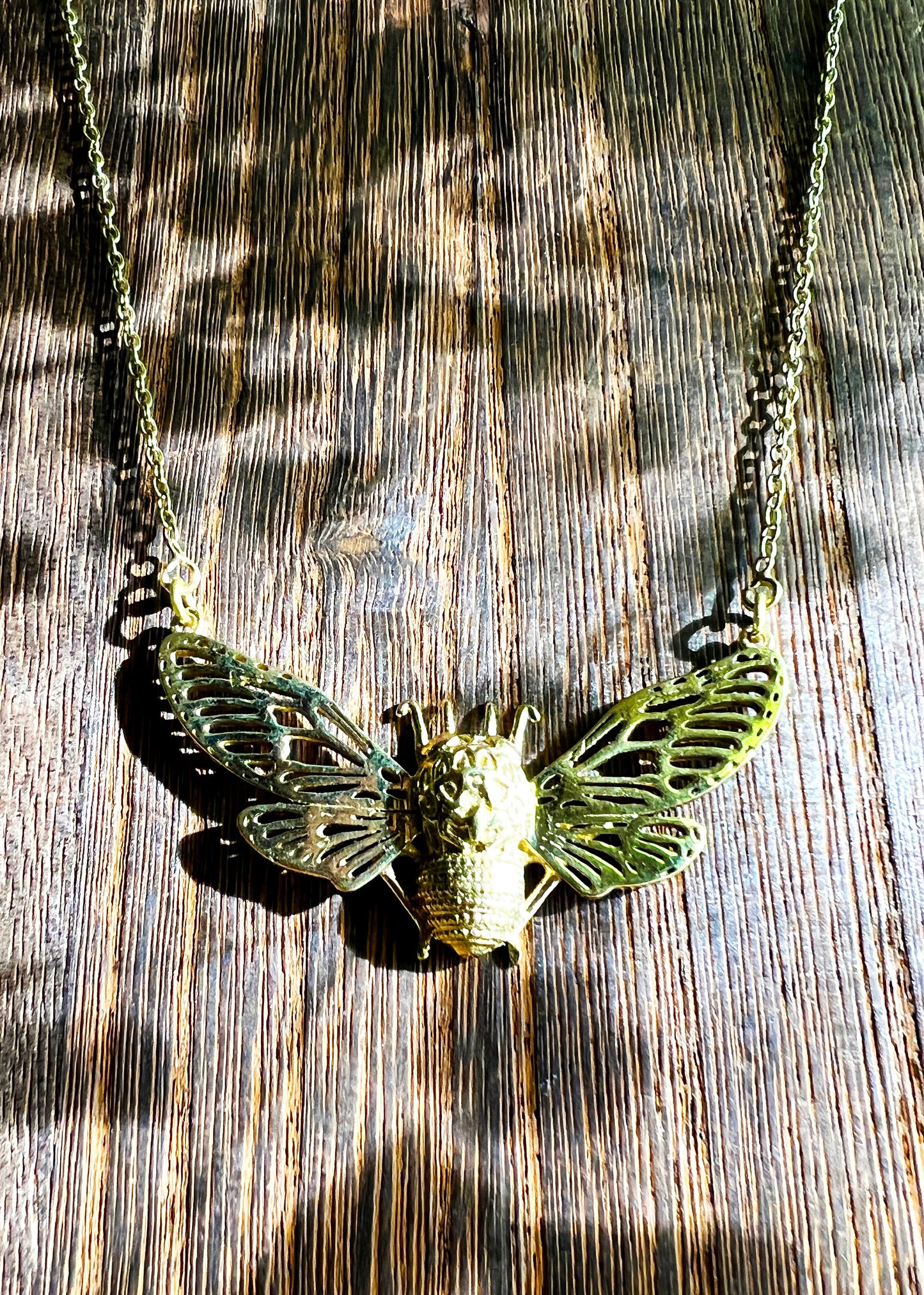 Honey Bee Pendant Necklace | Brass Gold Tone Insect Jewelry | Fairycore Boho Botanical Gifts | Large Charm Bumble Beekeeper Minimalist Chain