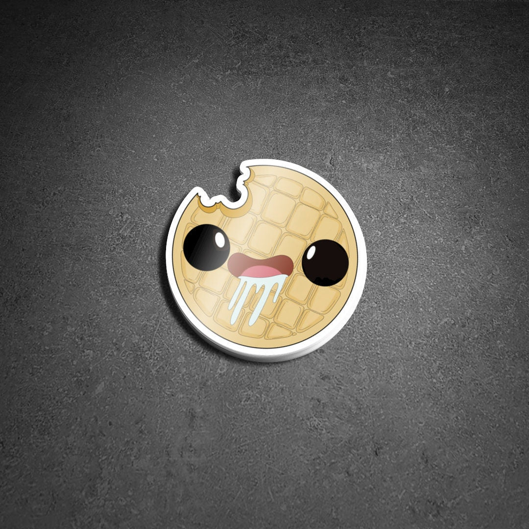 Mindless Waffle Sticker | Breakfast Miniature Food Laptop Decal | Quirky Nerdy Cute Kawaii Anime | Fantasy Snack Journal Scrapbooking Decor