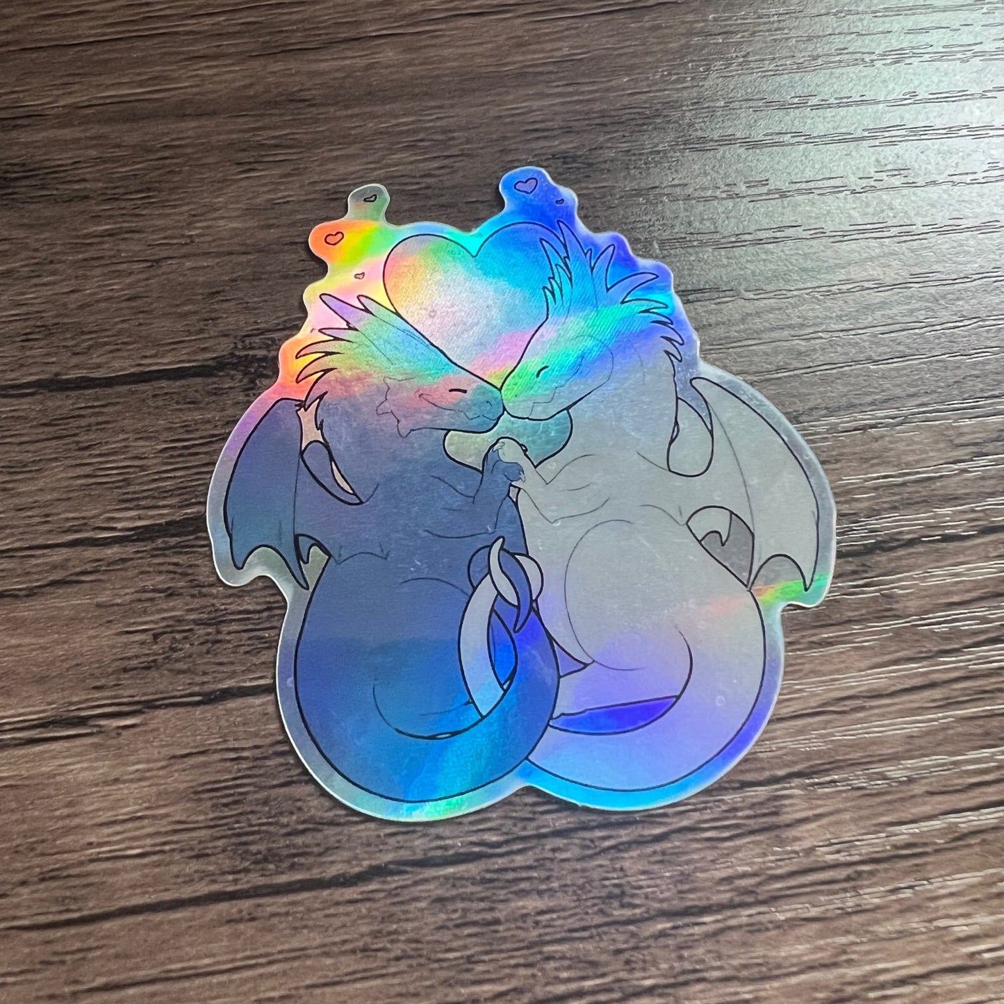 Holographic Dragon Sticker | Iridescent Mythical Fantasy Love Decal | Water Bottle Laptop Journal Scrapbook Art | Fairycore Whimsical