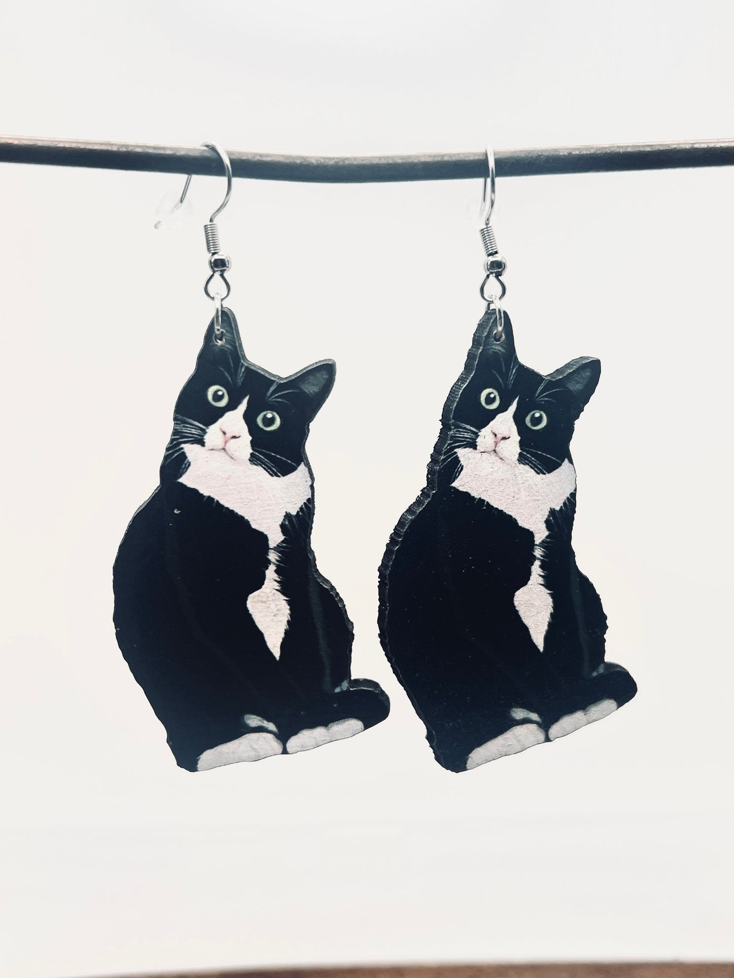Cat Charm Earrings | Laser Cut Wood Kitty Dangles | Pet Animal Lover Gifts | Persian Maine Coon Russian Blue British Shorthair Black Cat