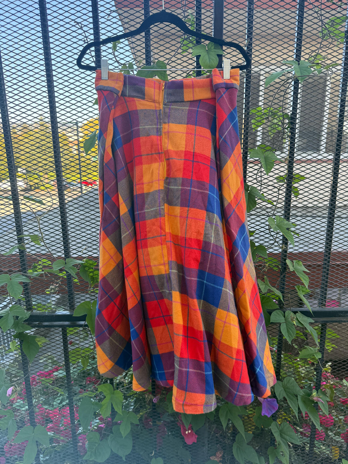 Colorful Flannel Midi Skirt
