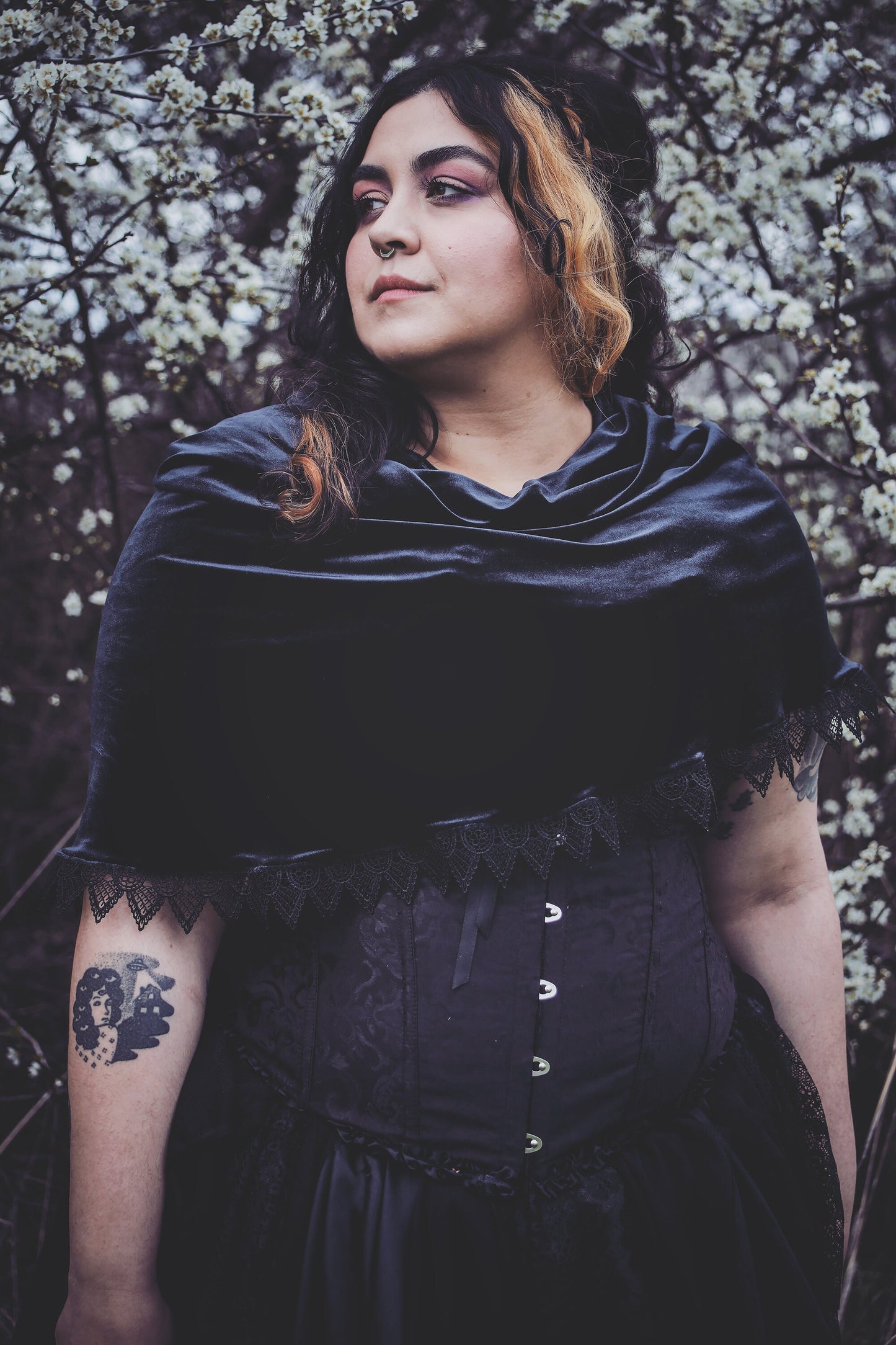 Velvet Cowl Hood | Shawl Wrap Hooded Scarf | Goth Alternative Witch Shrug | Faerie Pixie Medieval Renaissance Festival | Elven Neck Warmer