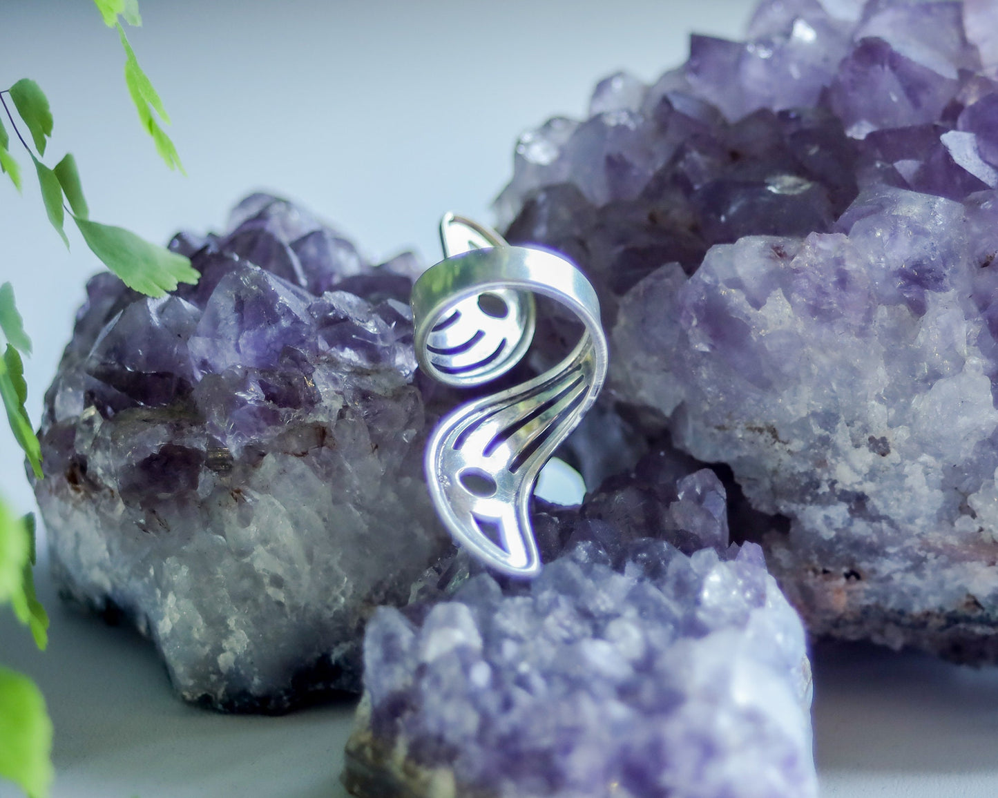 Adjustable Moonstone Ring | Sterling Silver Celestial Gemstone Jewelry | Witch Boho Crescent Lunar Goddess | Mystical Crystal Spiritual