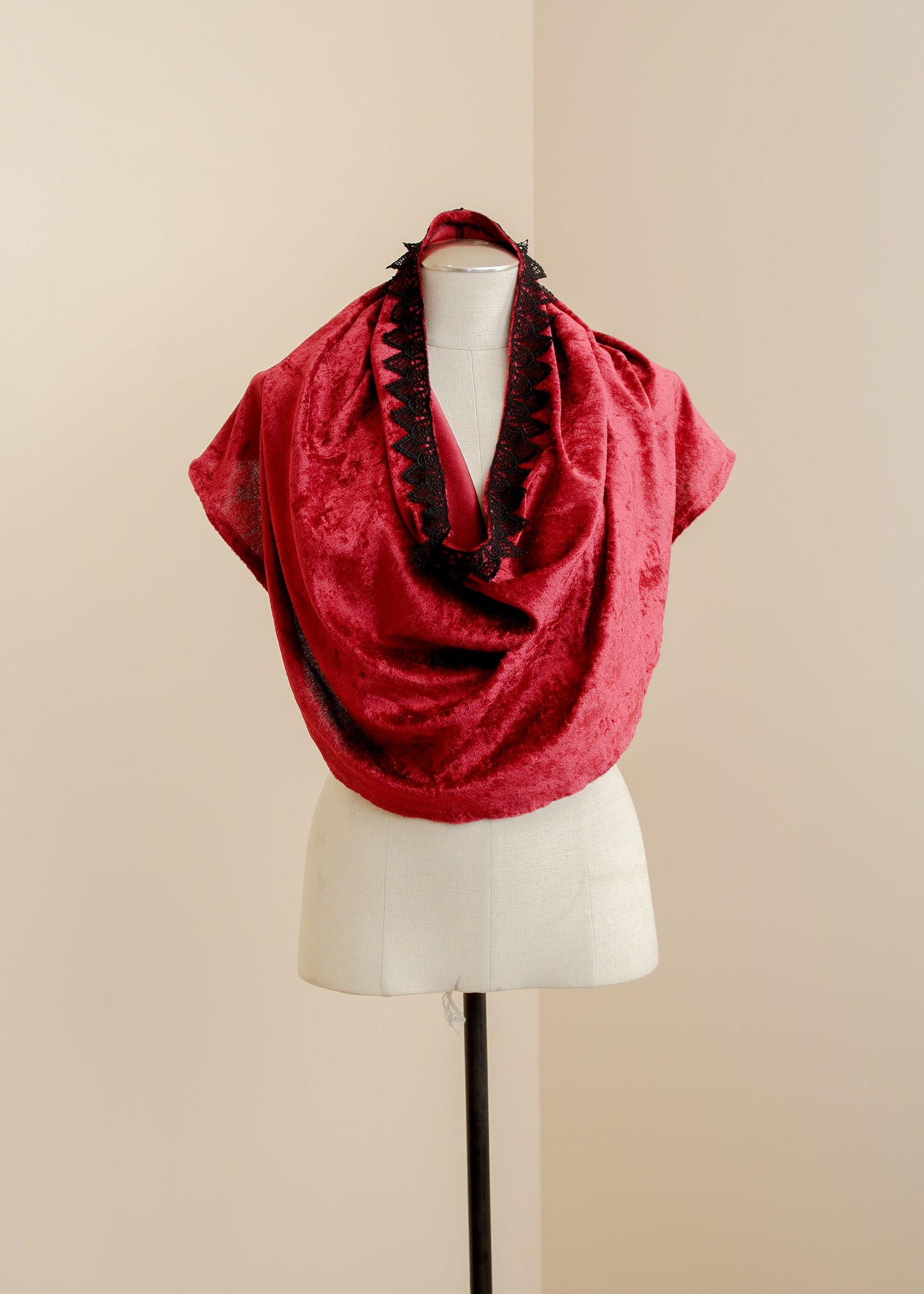 Velvet Cowl Hood | Shawl Wrap Hooded Scarf | Goth Alternative Witch Shrug | Faerie Pixie Medieval Renaissance Festival | Elven Neck Warmer