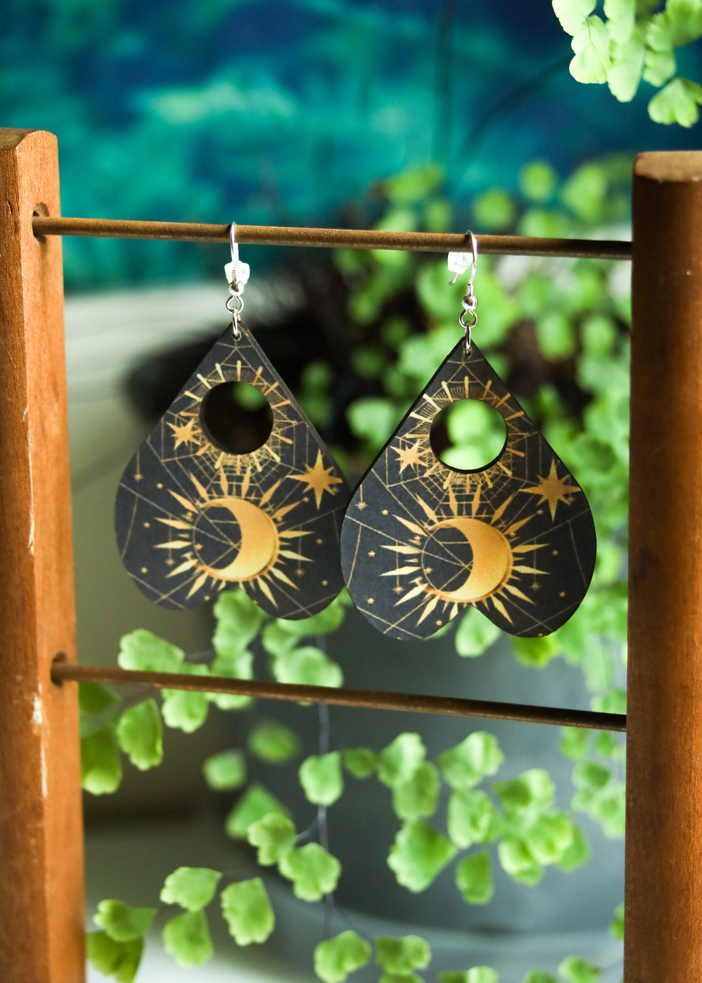 Planchette Earrings | Witchy Moon Ouija Board Jewelry | Occult Mystical Spooky Goth Dangles | Paranormal Ghost Halloween Witchcore Gifts