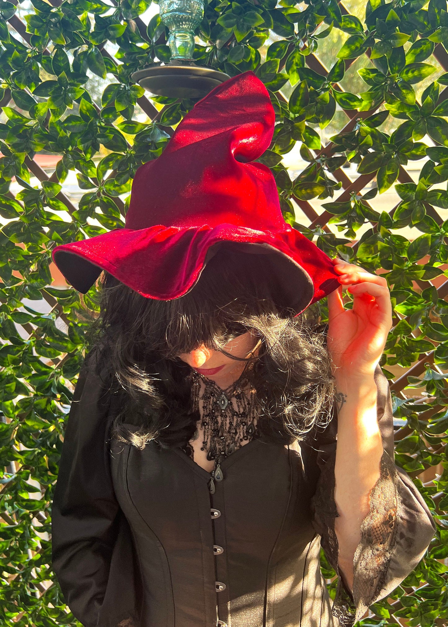 Slouchy Witch Hat | Velvet Halloween Wizard Costume | Fairy Pixie Cottagecore Woodland Elven Cosplay | Gothic Mystical Head Accessories