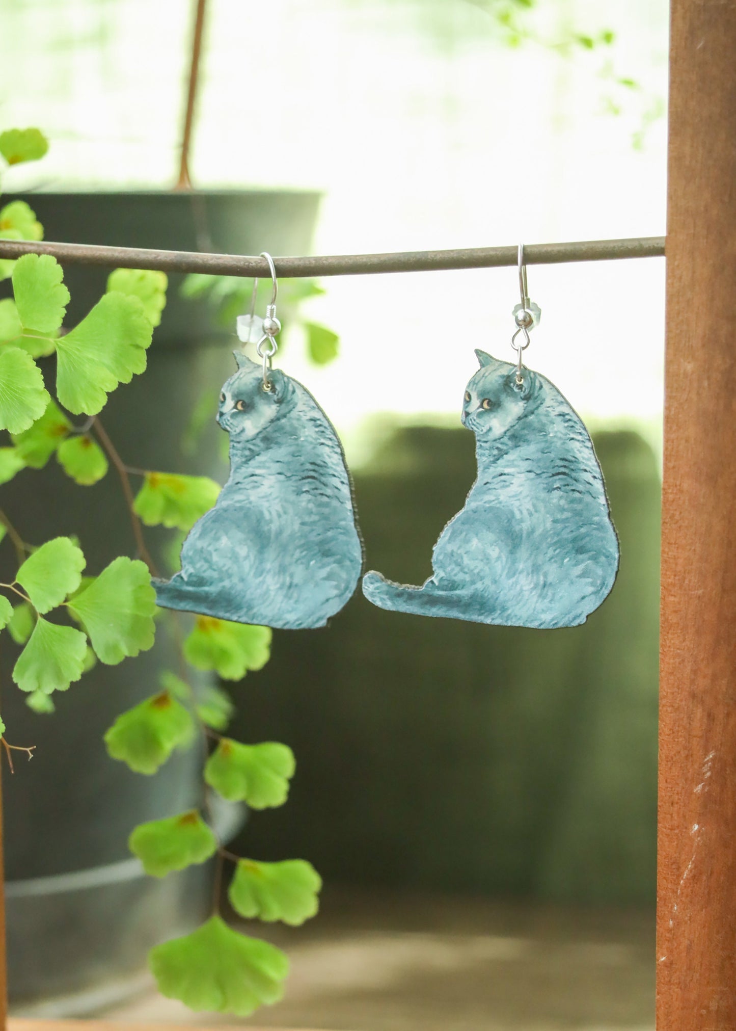 Cat Charm Earrings | Laser Cut Wood Kitty Dangles | Pet Animal Lover Gifts | Persian Maine Coon Russian Blue British Shorthair Black Cat