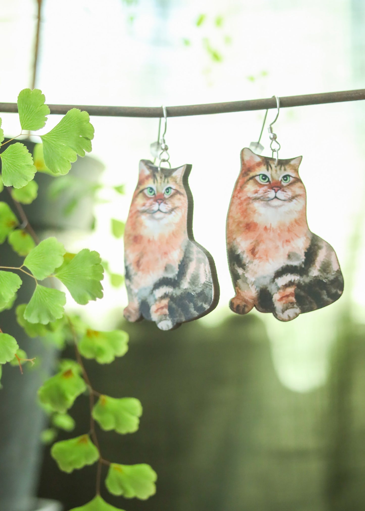 Cat Charm Earrings | Laser Cut Wood Kitty Dangles | Pet Animal Lover Gifts | Persian Maine Coon Russian Blue British Shorthair Black Cat