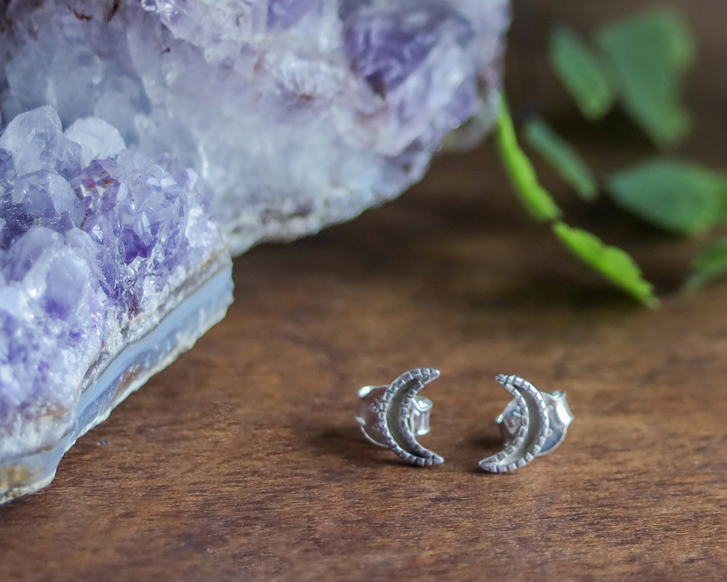 Crescent Moon Stud Earrings | Celestial Witchy Boho Whimsical Minimalist | Brass & Silver Gold Tiny Dainty Posts | Half Moon Lunar Phase