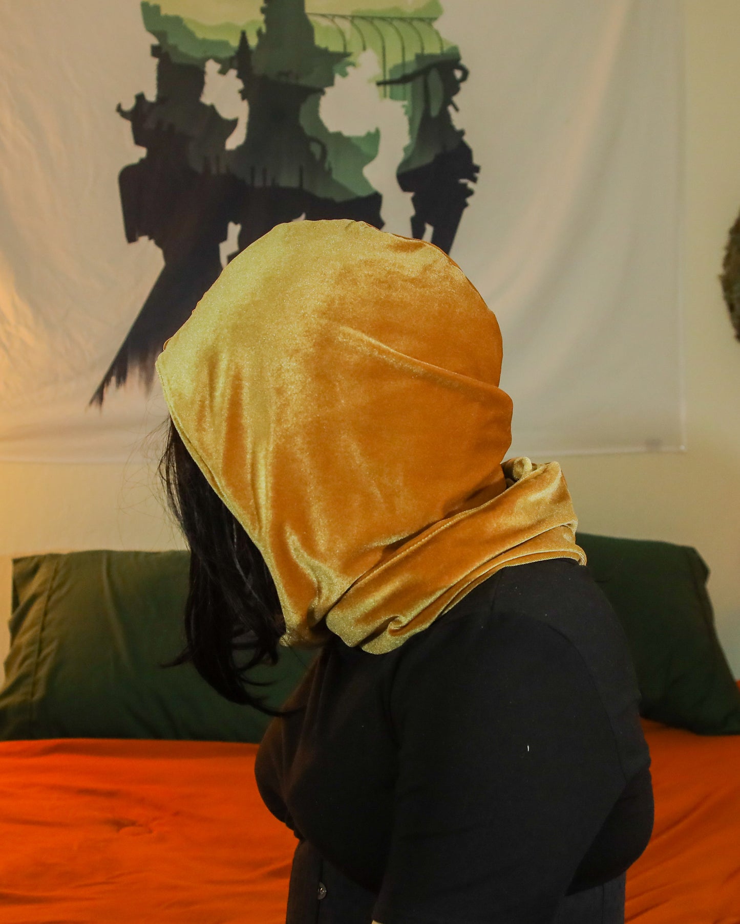 Velvet Cowl Hood | Witchy Infinity Scarf | Goth Alternative Hooded Shrug | Faerie Pixie Goblincore Festival | Elven Halloween Neck Wrap