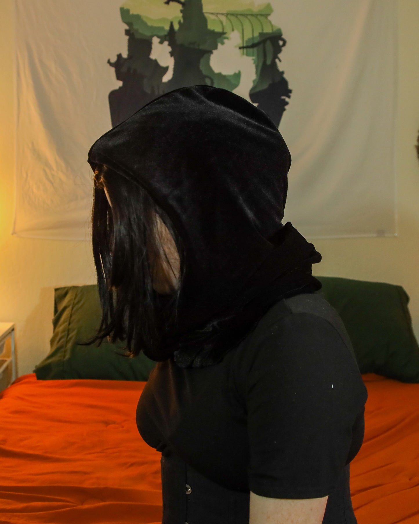 Velvet Cowl Hood | Witchy Infinity Scarf | Goth Alternative Hooded Shrug | Faerie Pixie Goblincore Festival | Elven Halloween Neck Wrap