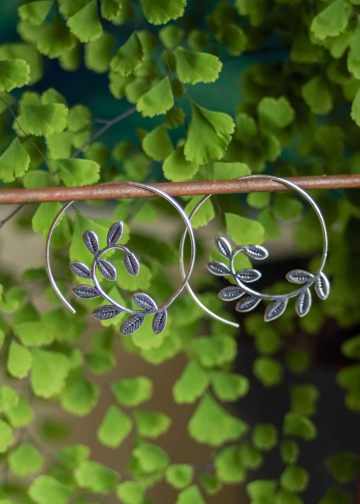 Silver Plated Fern Spiral Earrings