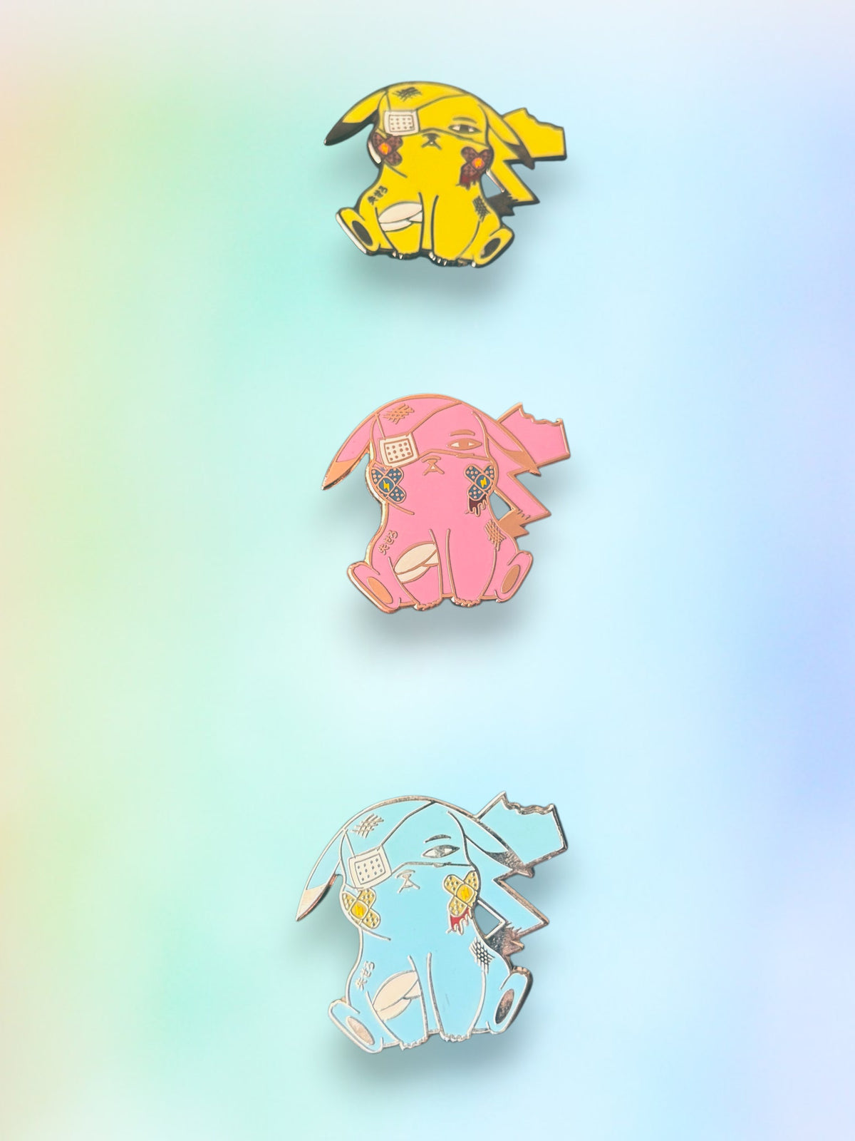 Battle Damaged Pokemon Enamel Pins