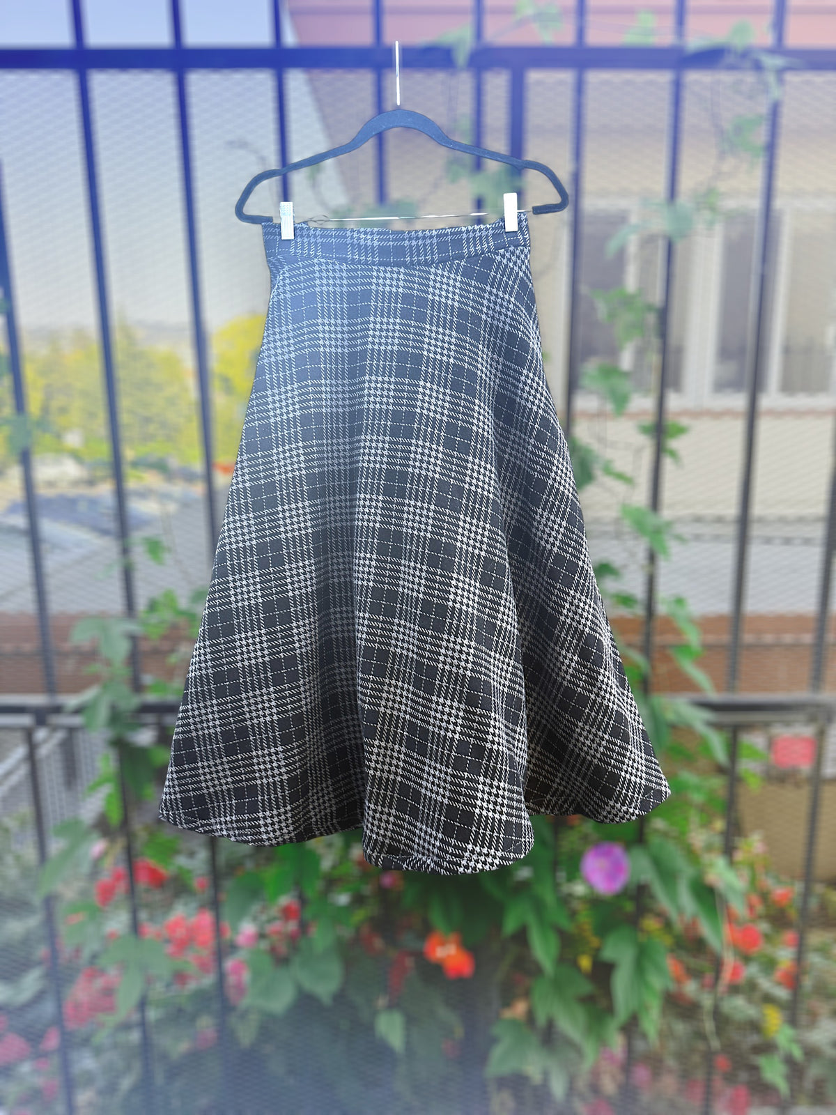 Black & Grey Flannel Midi Skirt