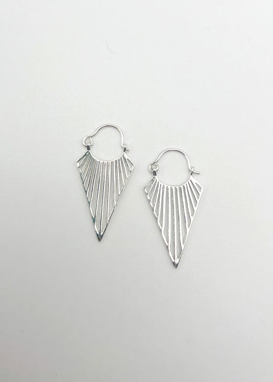 Silver Triangle Cut Out Point Hoops
